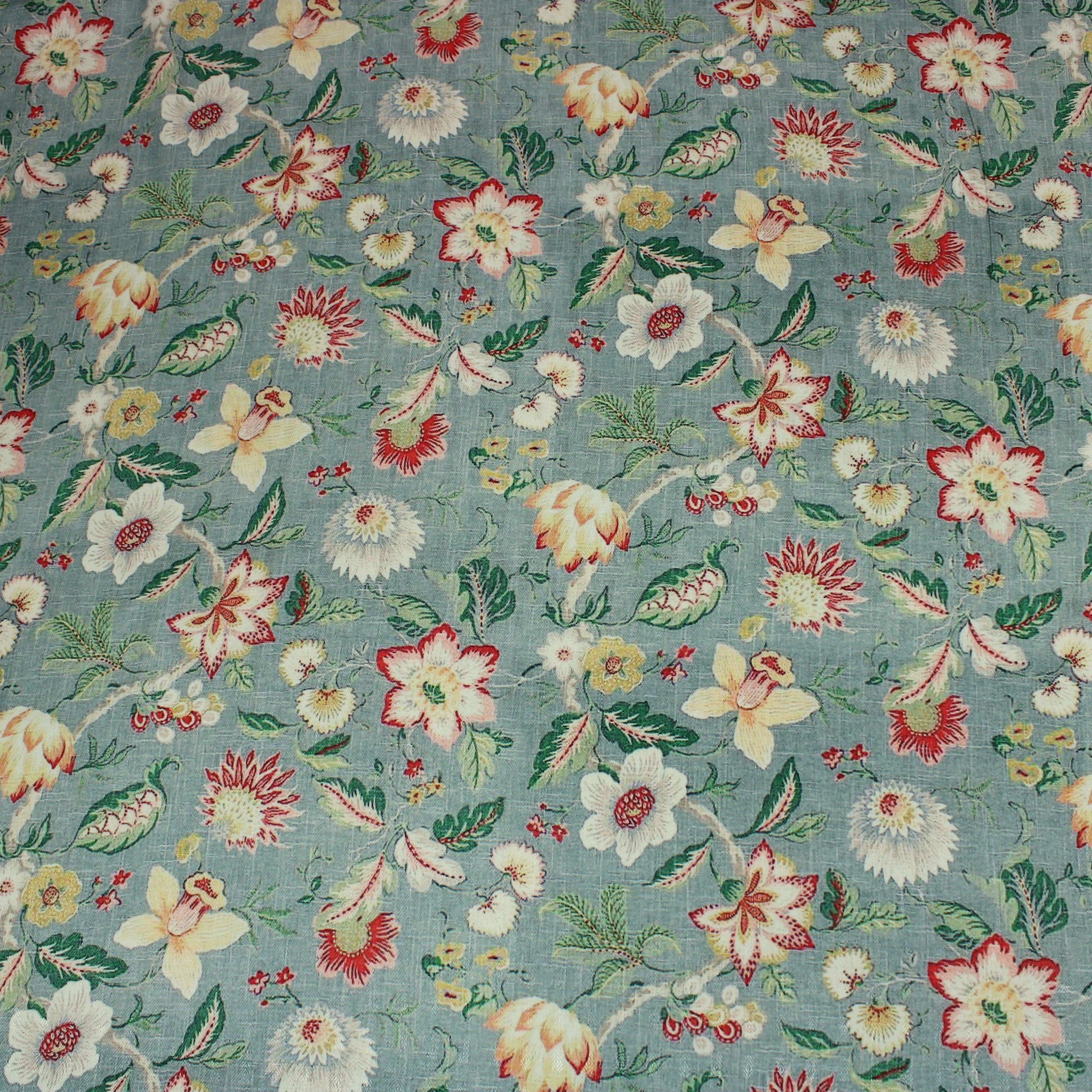 Printed Cashmere Effect Crepe Fabric- 45" Wide (Turquoise Floral) (3 Metres )