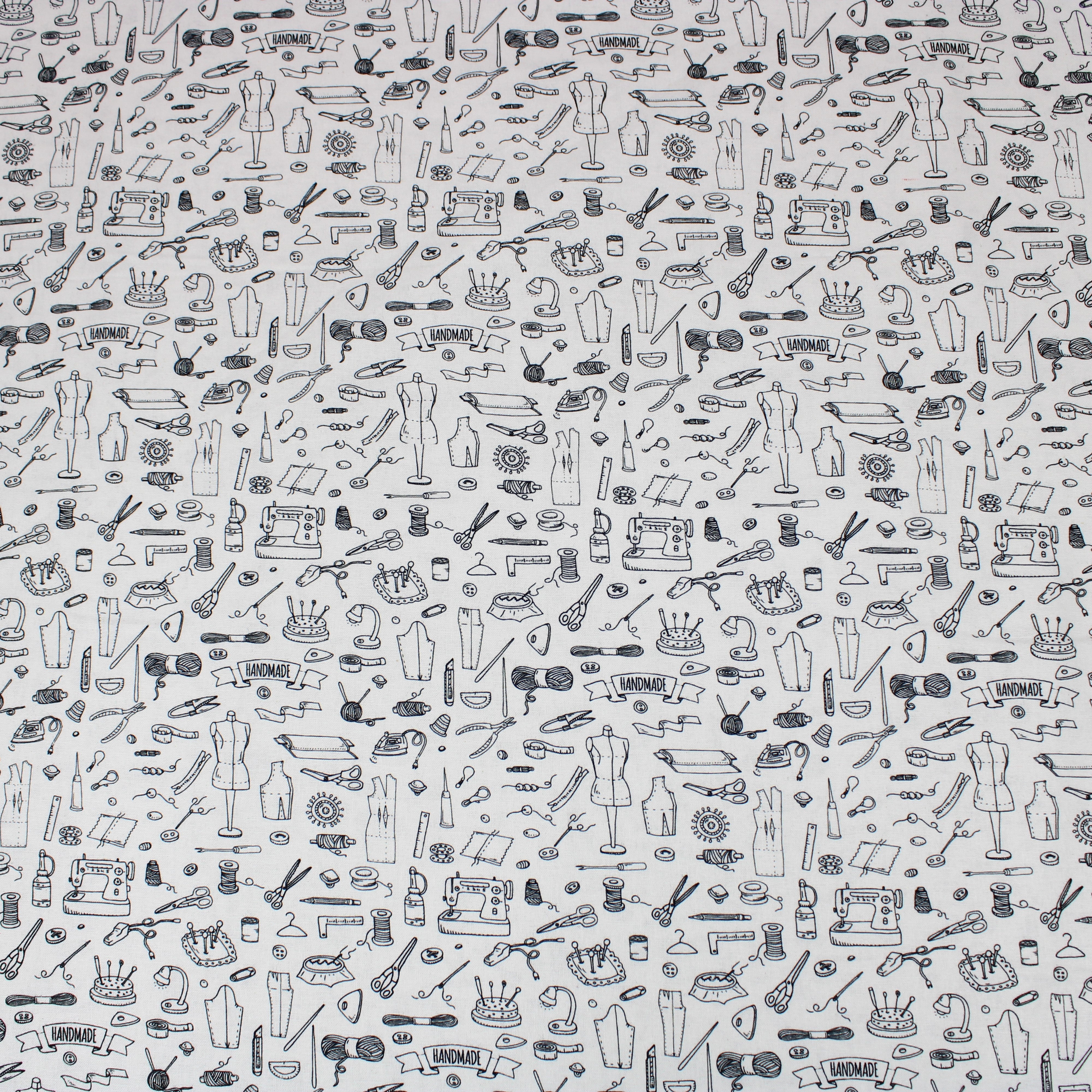 Digitally Printed 100% Cotton- 45" Wide (Sewing Monochrome) (Per Metre)