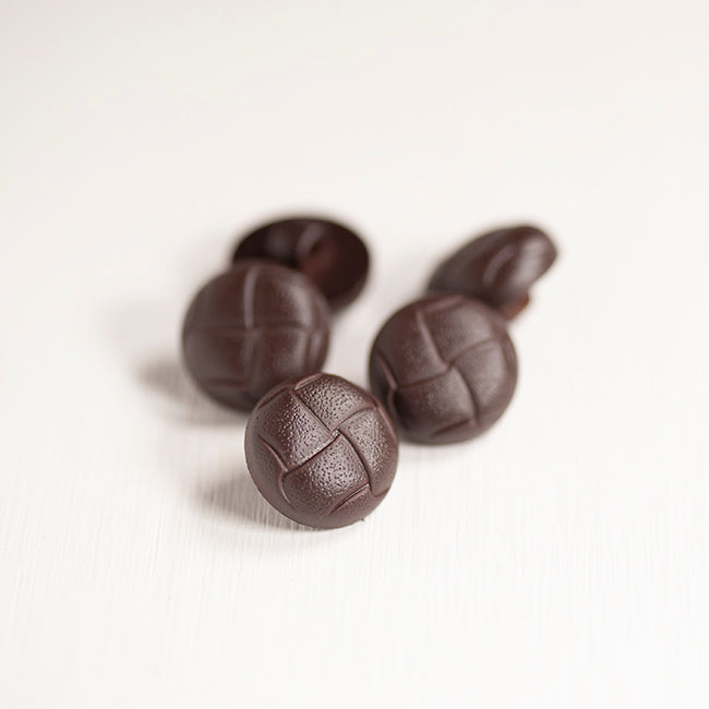 Italian Leather Look Buttons- 15mm (Pack of 3) (Brown)