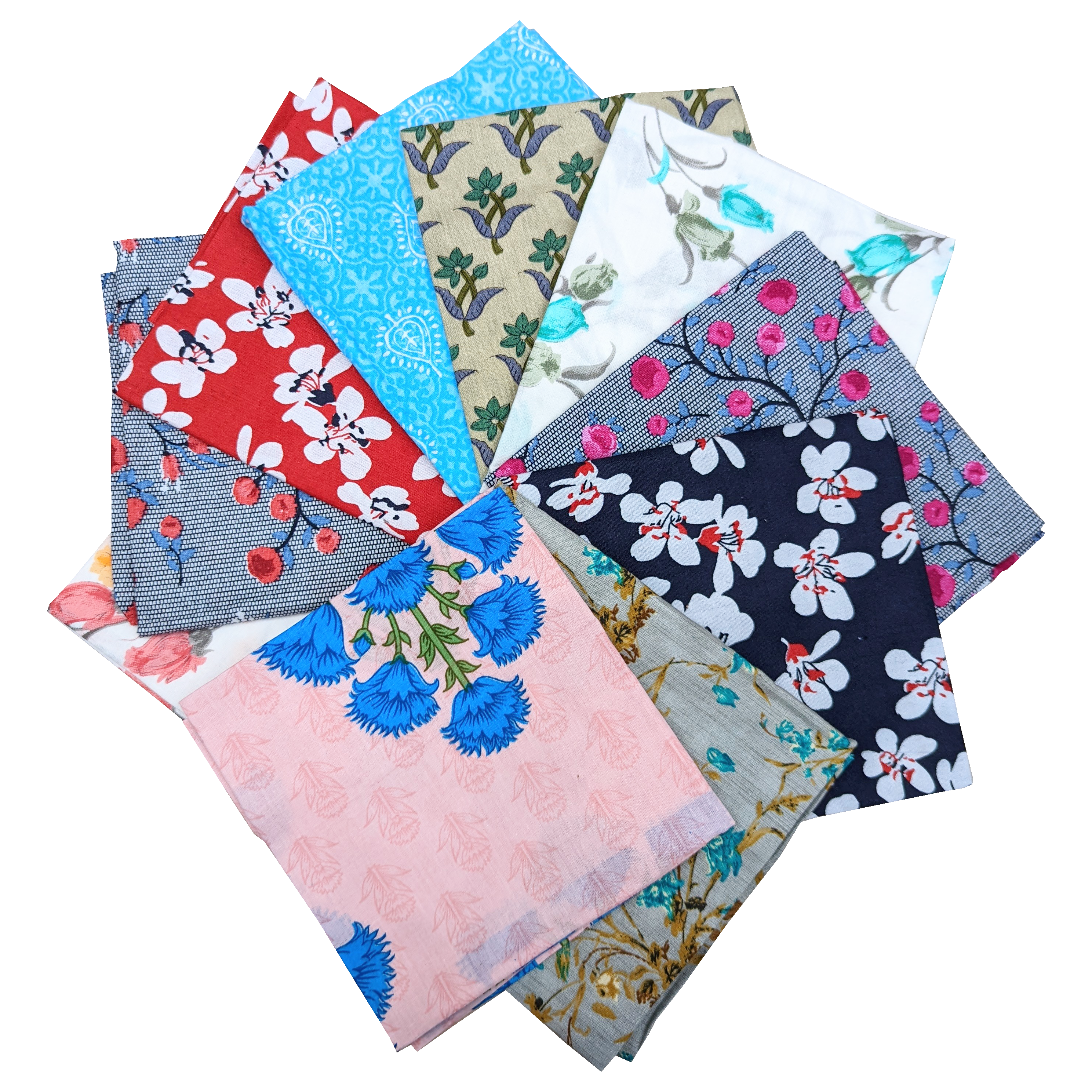 10 Pieces Floral Fat Quarter Bundle- 100% Cotton