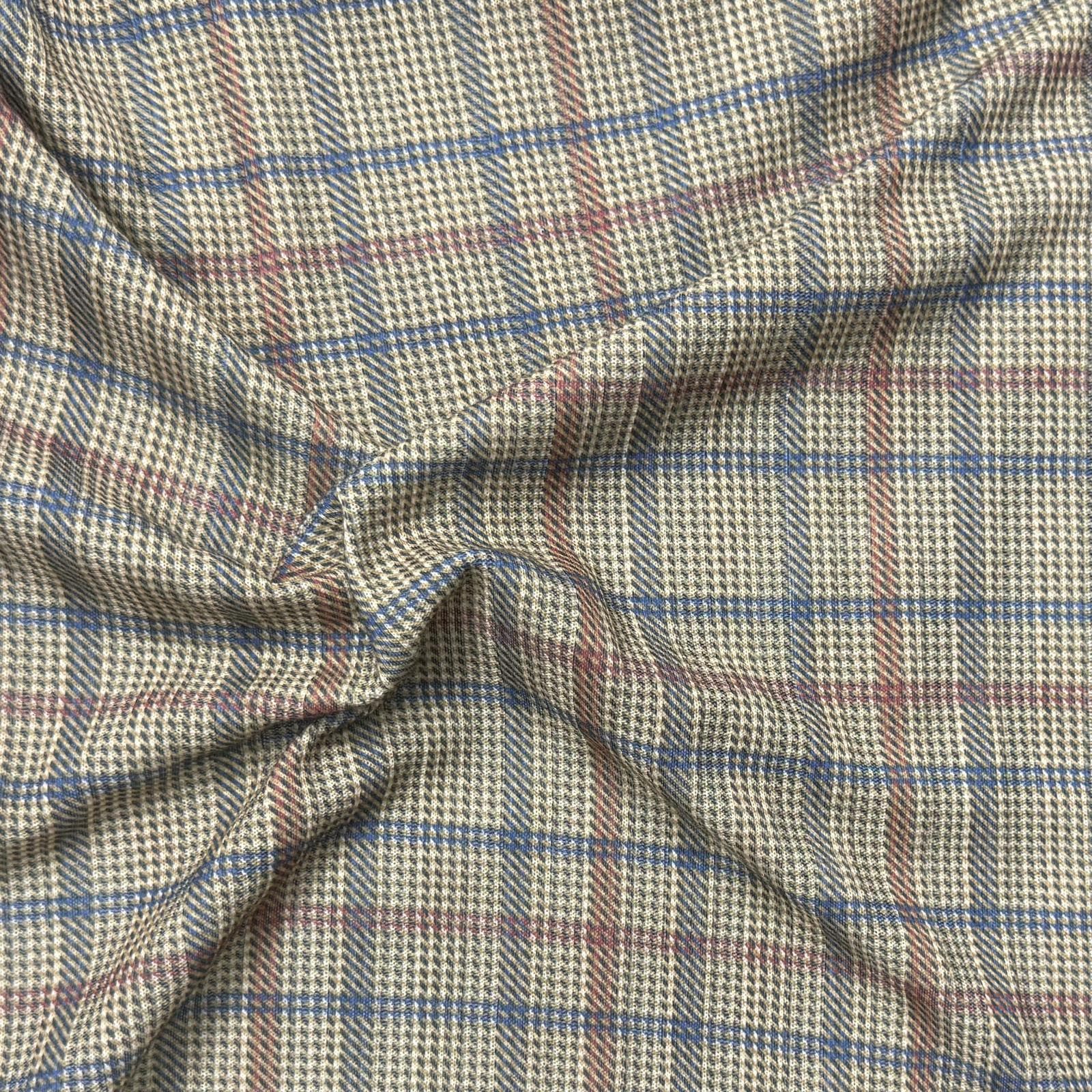 Pound A Metre 3 Metres 3 Metre Luxurious Soft Viscose Jersey - 55"-  (Green Checks)