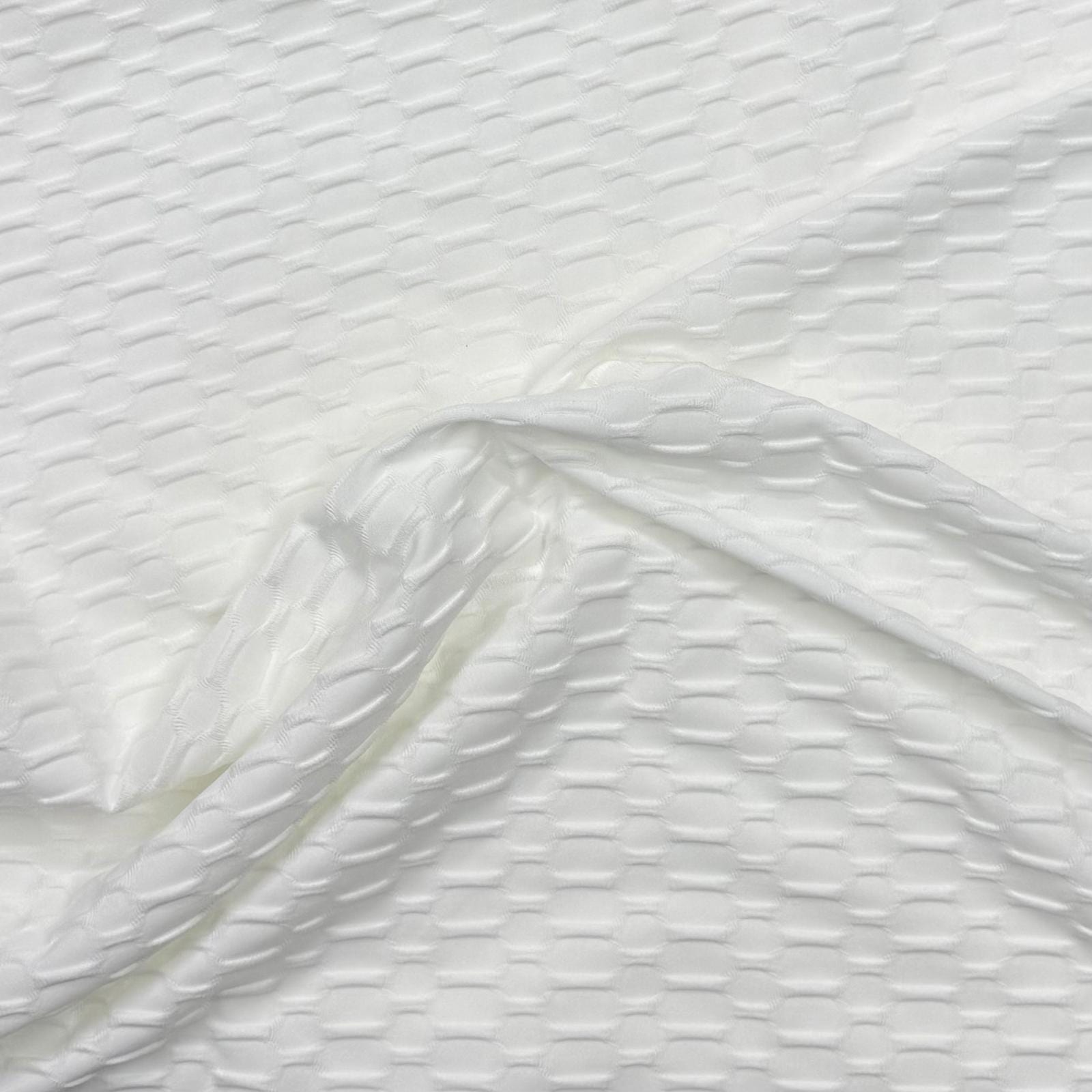 Pound A Metre 3 Metre Luxurious Winter Dobby Jersey - 60"-  (White)