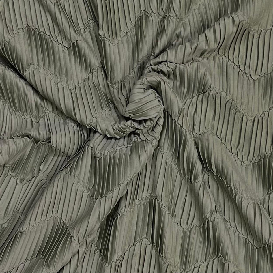 Pound A Metre 3 Metres Beautiful Crinkle Zigzag Jersey Fabric – 55" Wide (Olive)