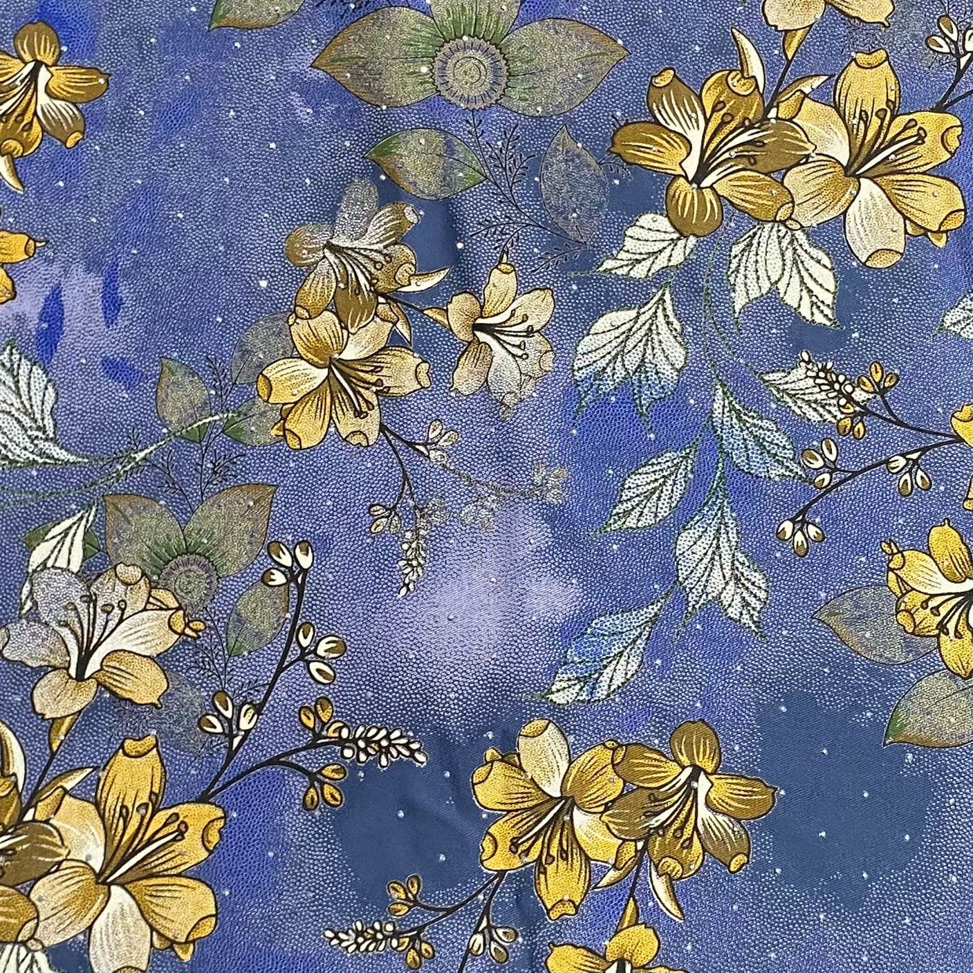 Pound A Metre 3 Metres Luxury Diamante Printed Winter Viscose- 55'' - (Jeans)