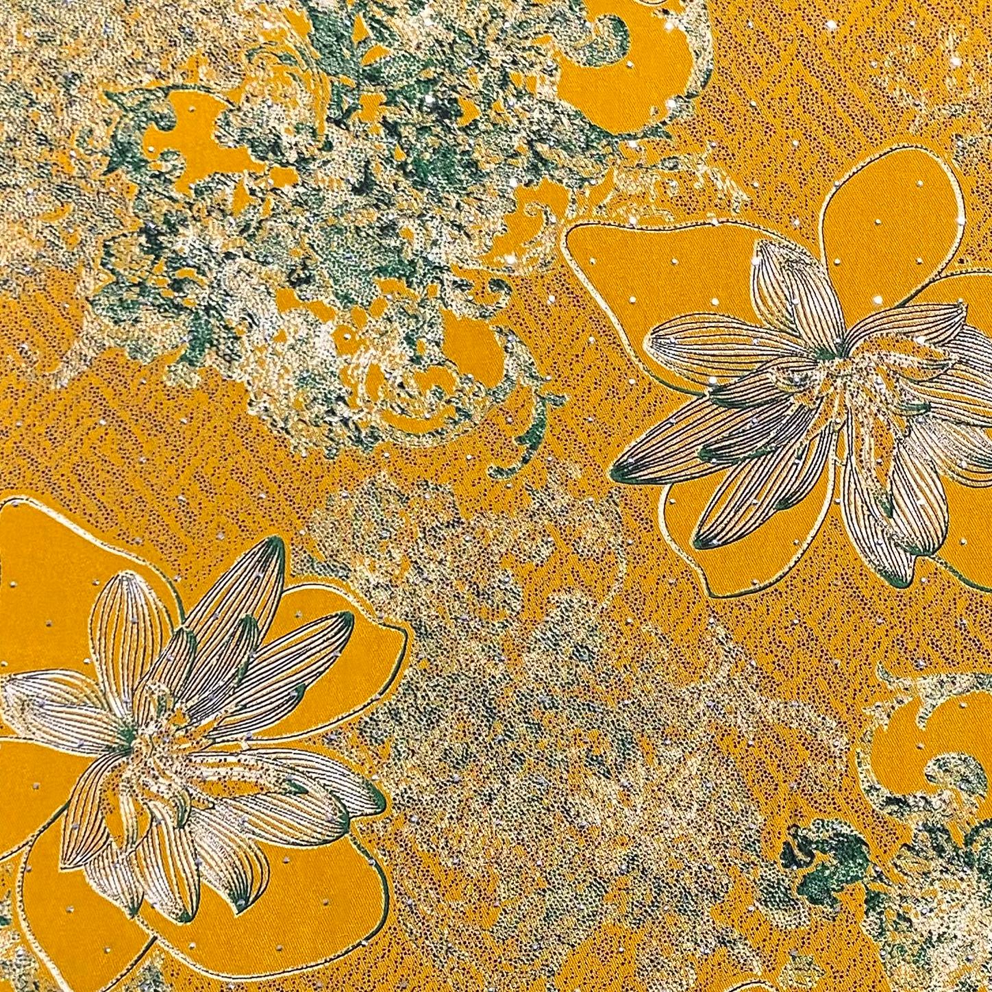 Pound A Metre 3 Metres Luxury Diamante Printed Winter Viscose- 55'' - (Sunny)