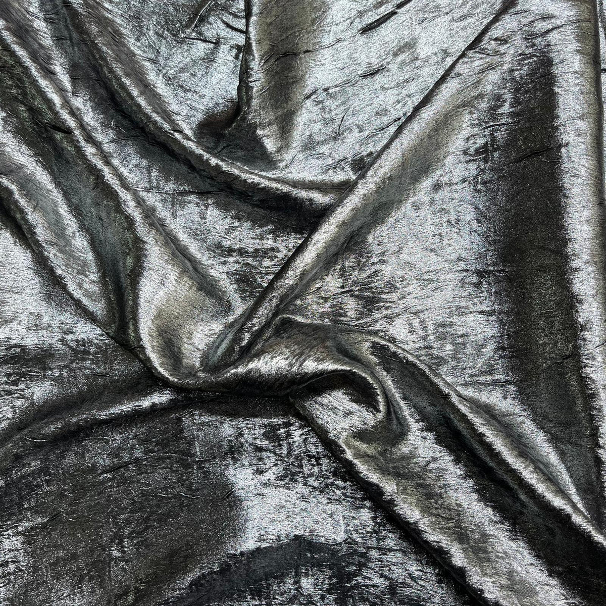 Pound A Metre 3 Metres Luxury Foil Viscose Fabric – 55'' Wide (Black & Silver)