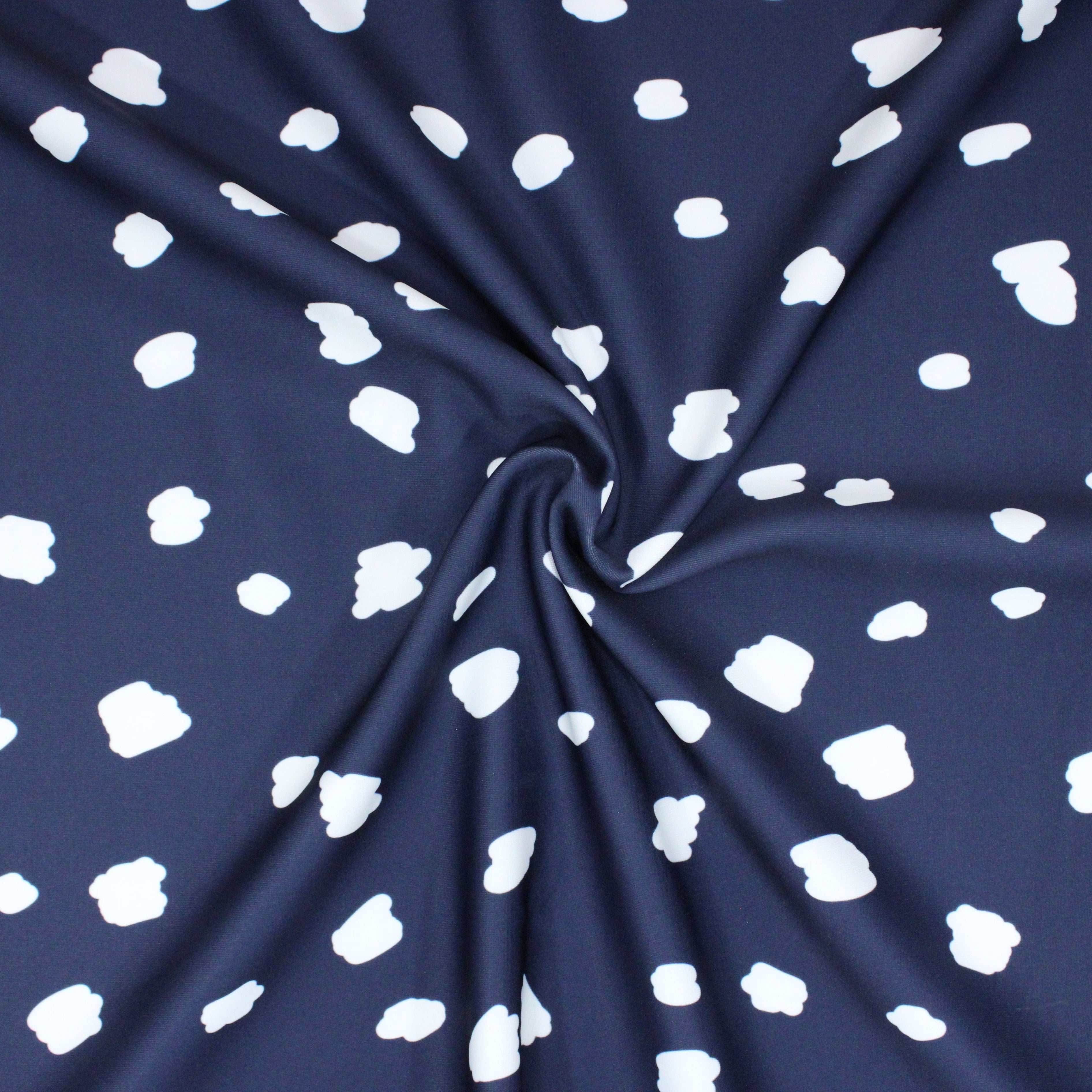 Pound A Metre 3 Metres 3 Metres Luxury Soft Ponte Scuba - 55" Wide (Spots Navy)