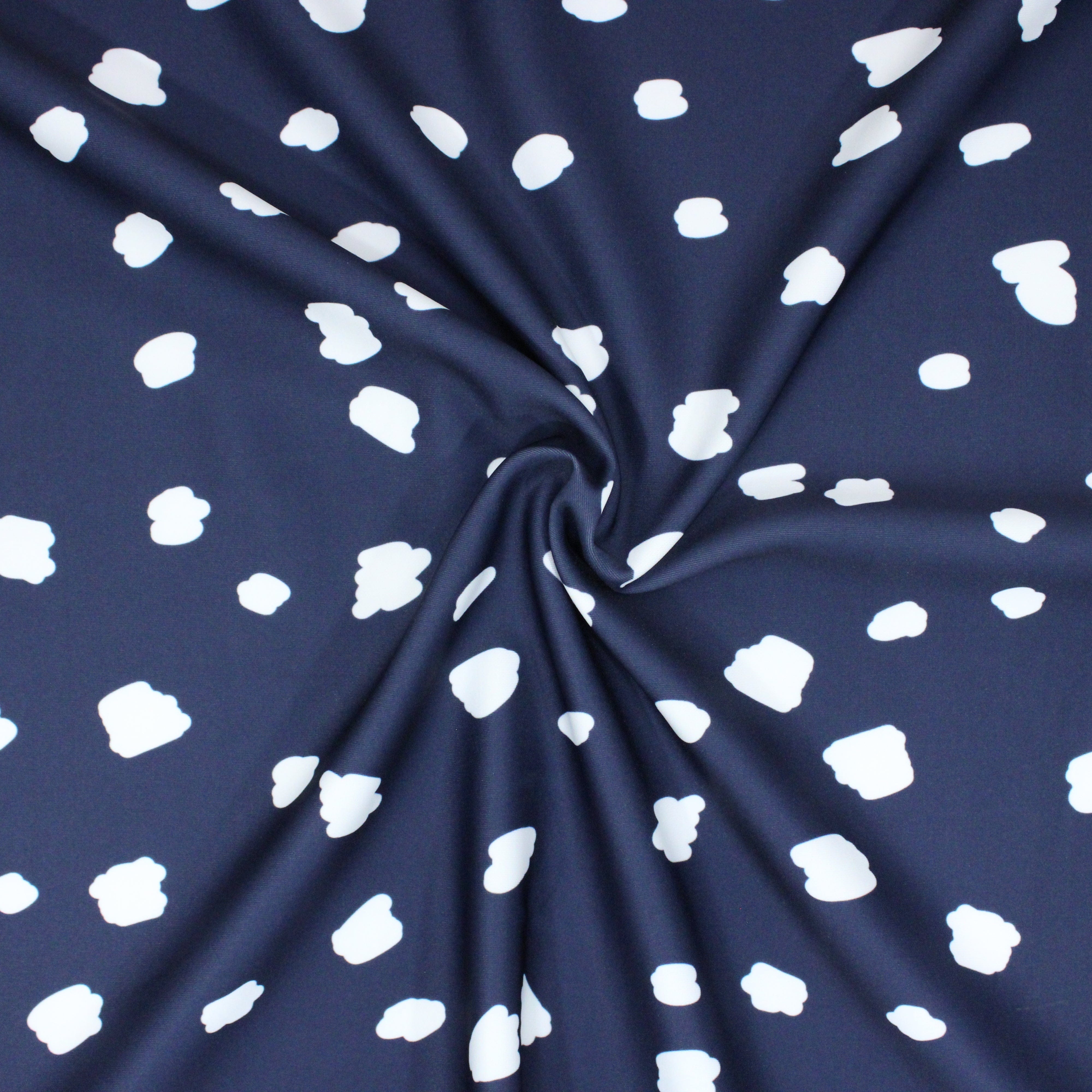 Pound A Metre 3 Metres 3 Metres Luxury Soft Ponte Scuba - 55" Wide (Spots Navy)