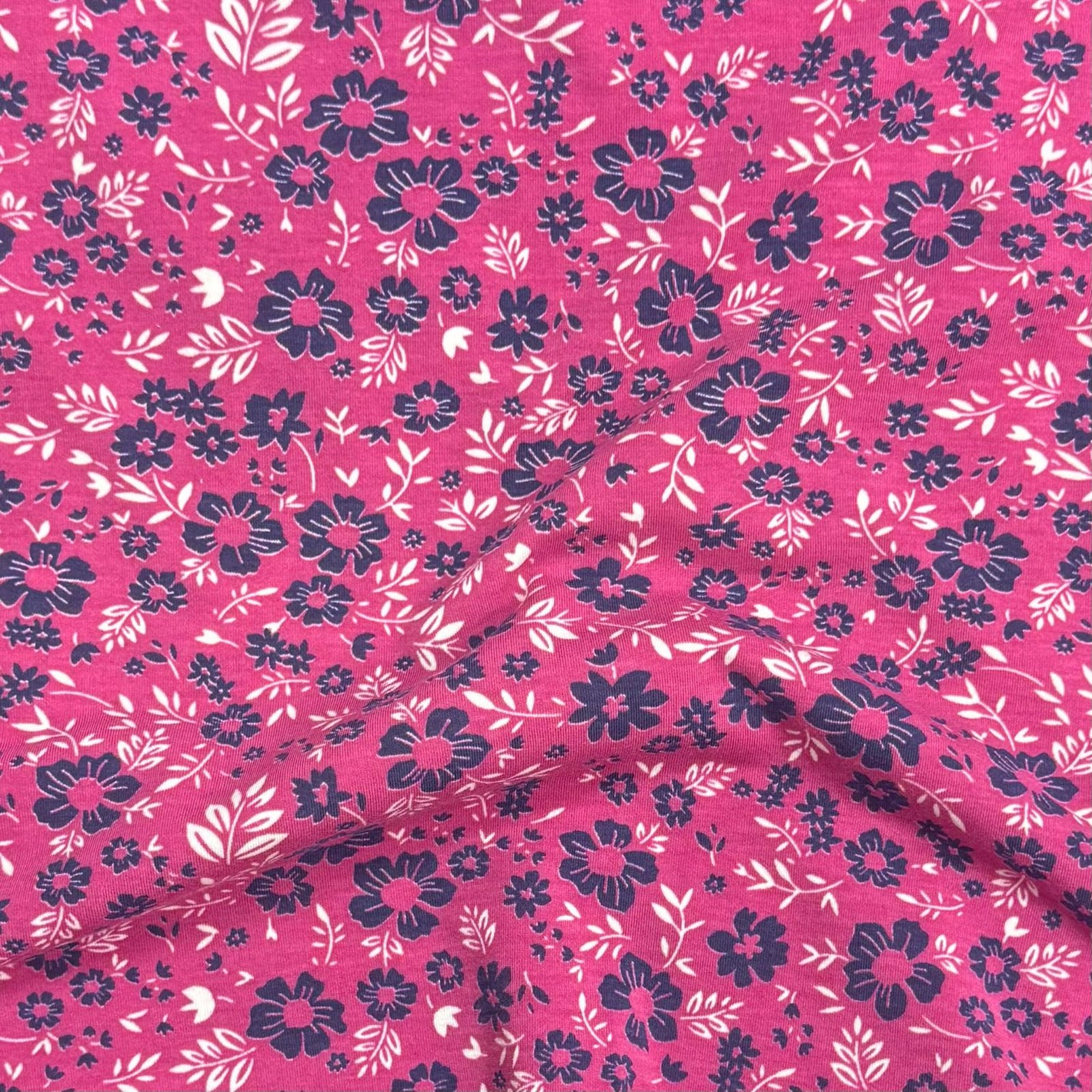 Pound A Metre 3 Metres Premium Cotton Jersey- 55'' Wide -(Cerise Floral)