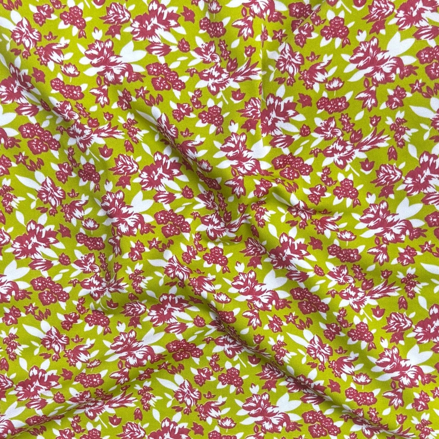 Pound A Metre 3 Metres Premium Cotton Jersey- 55'' Wide -(Green Floral)
