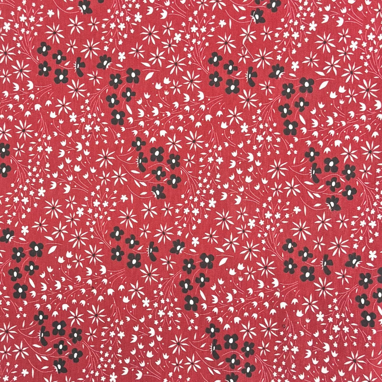 Pound A Metre 3 Metres Premium Cotton Jersey- 55'' Wide -(Red Floral)