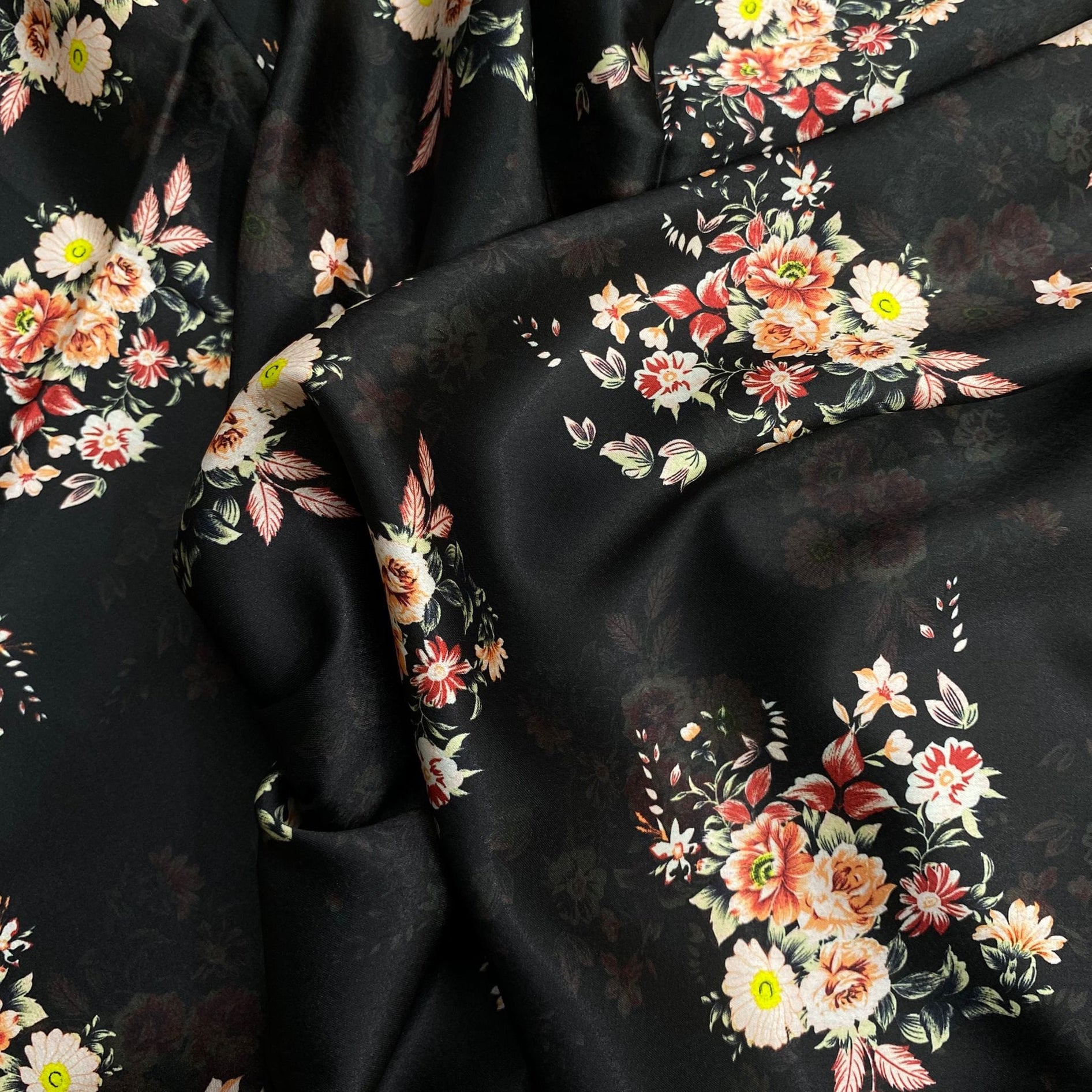 Pound A Metre 3 Metres Silky-Smooth Printed Satin- 45" Wide (Black)