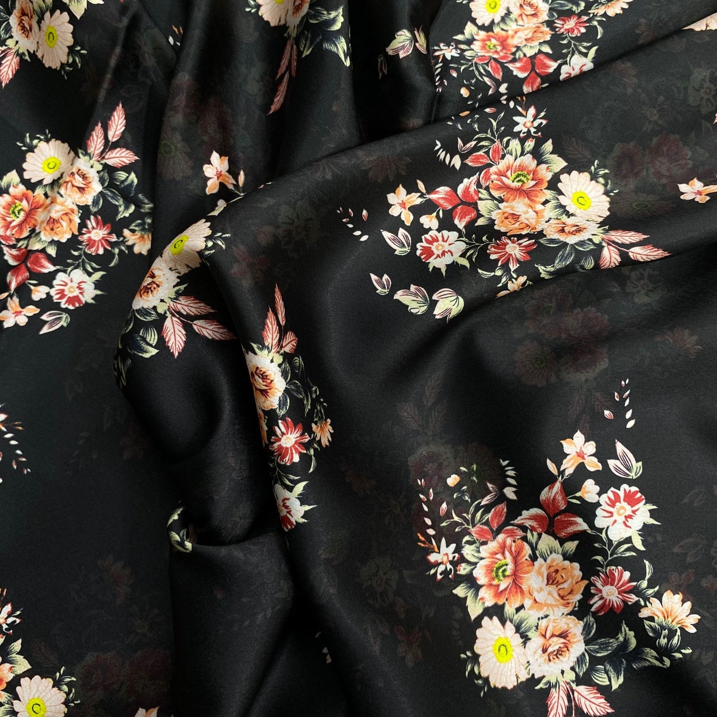 Pound A Metre 3 Metres Silky-Smooth Printed Satin- 45" Wide (Black)