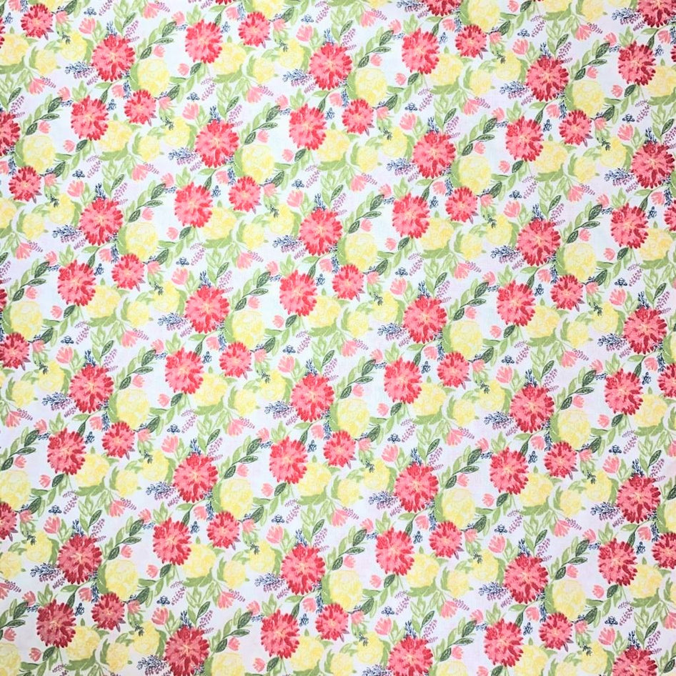 2 Metres, Printed Digital Cotton, 'Flowers' - 45" Wide
