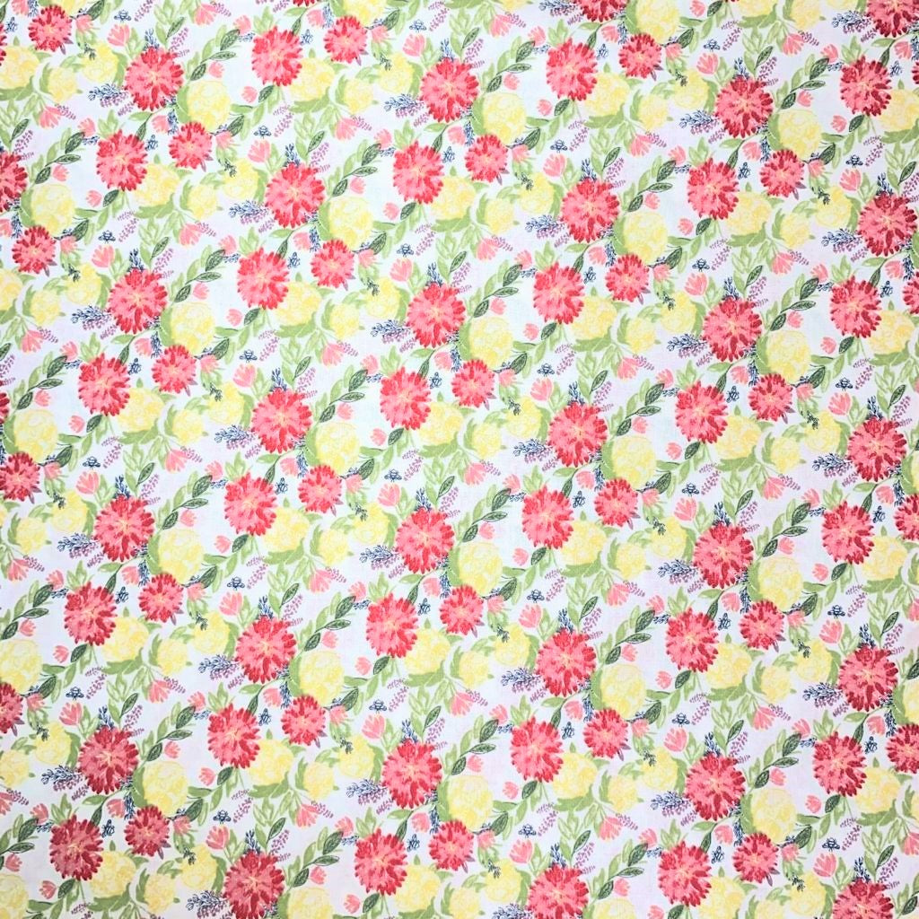 2 Metres, Printed Digital Cotton, 'Flowers' - 45" Wide