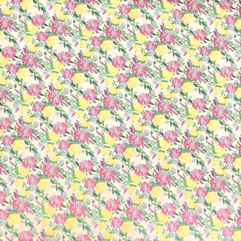 Meadow Collection, Printed Digital Cotton, 'Floral Bouquet' - 45" Wide
