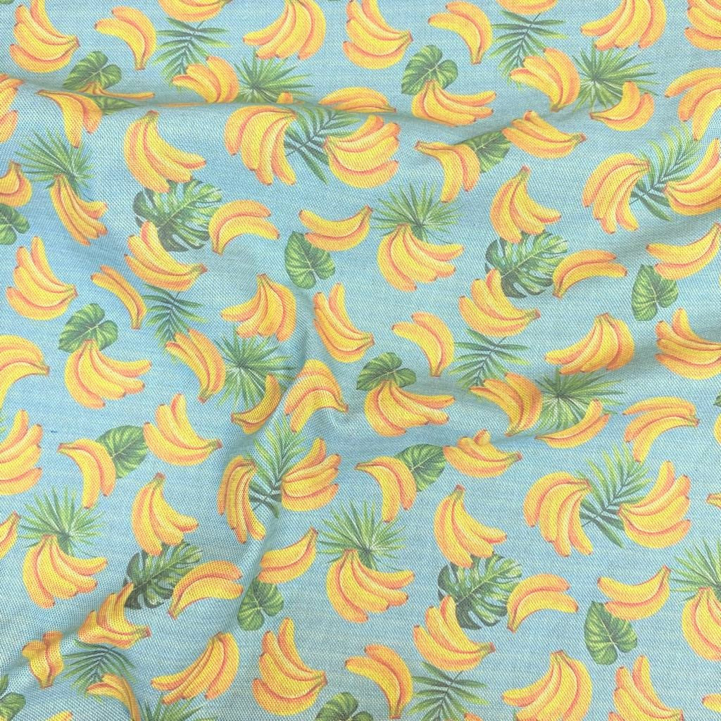 Per Metre, Printed 100% Linen, 'Banana' - 55" Wide