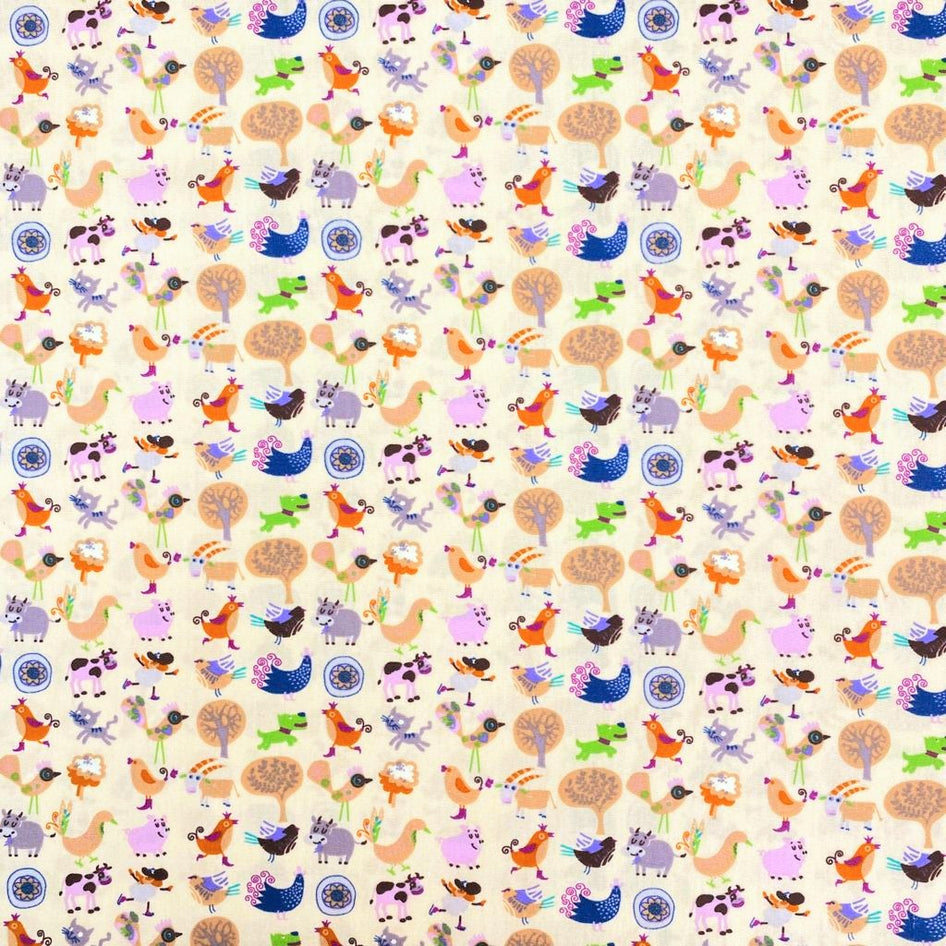 3 Metres Digital Cotton Poplin, ' Farm ' - 45" Wide