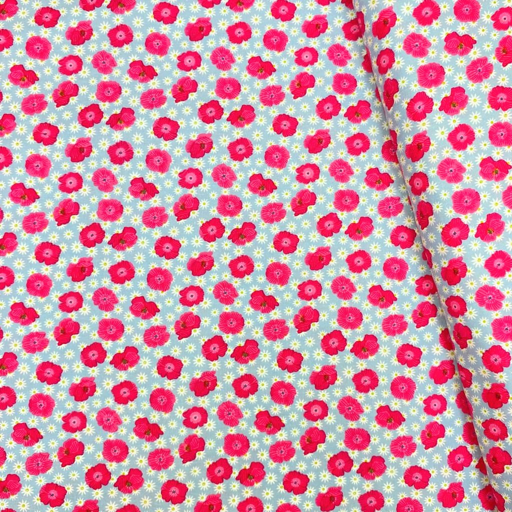 Per Metre Premium quality Digital Cotton, 'Pink Flowers' - 45" Wide