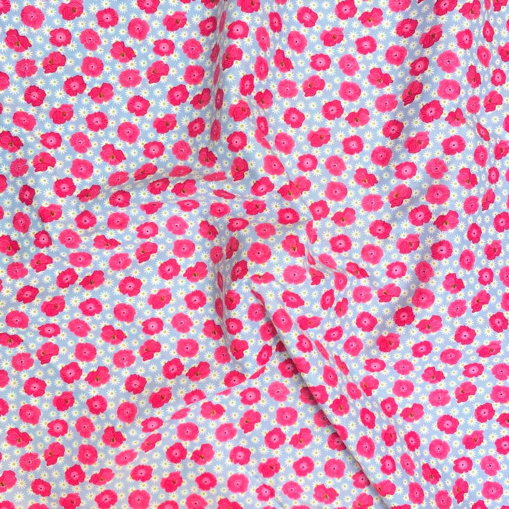 Per Metre Premium quality Digital Cotton, 'Pink Flowers' - 45" Wide