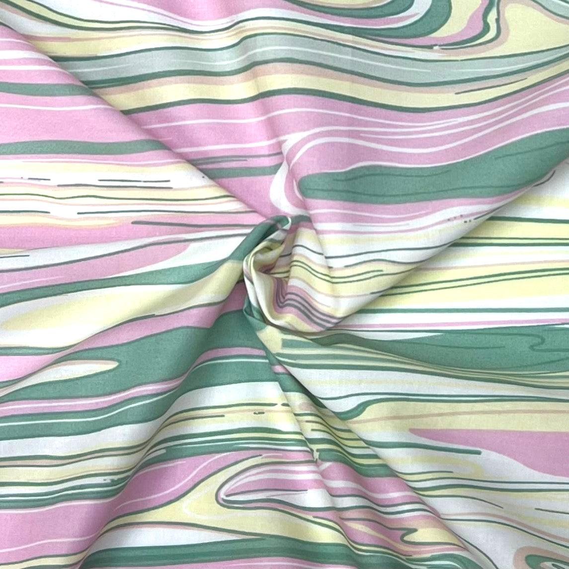 3 Metre Luxury Dressmaking Cotton Lawn- 60" (Pastel Marble)