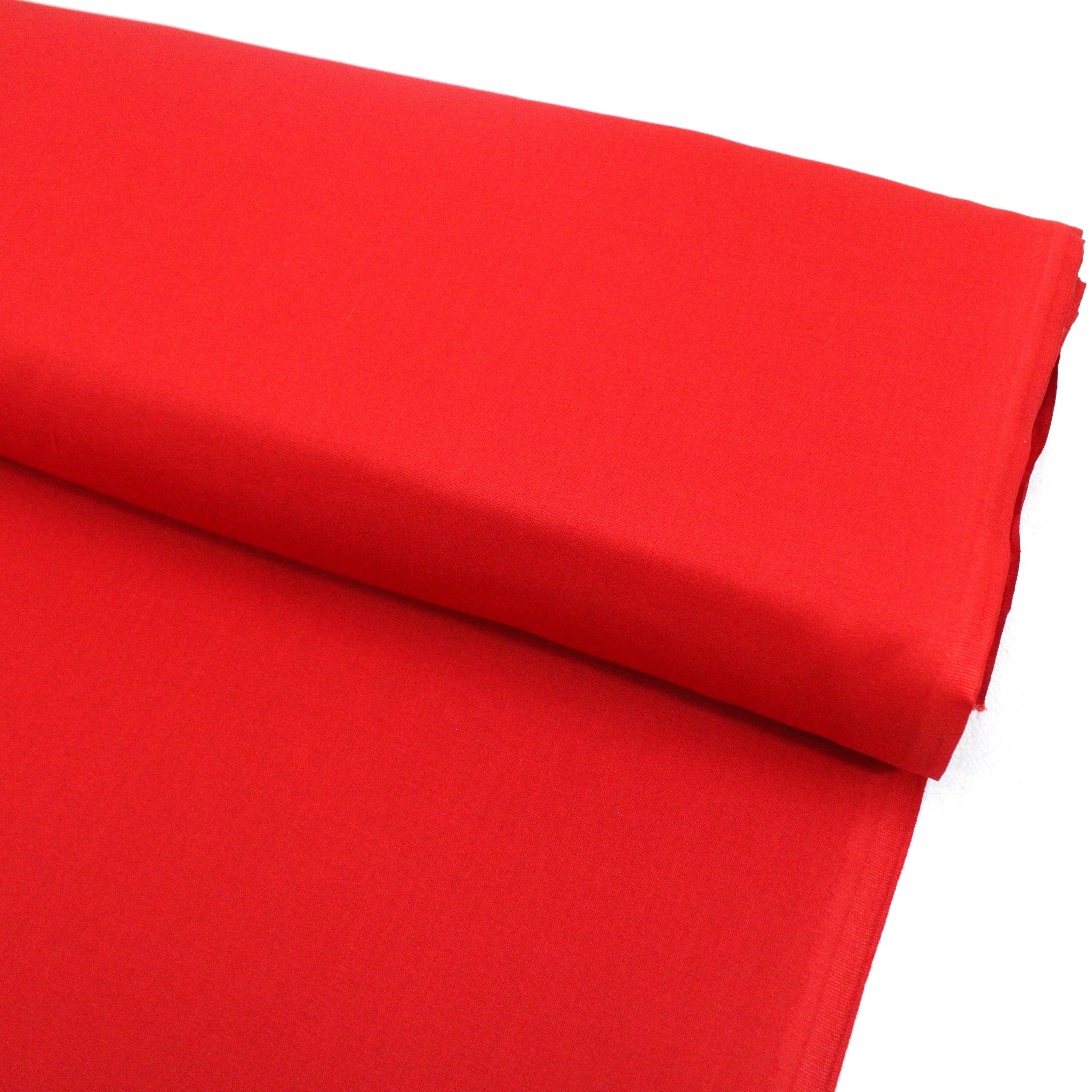 Luxury Plain 100% Cotton - 58" Wide- Red (Per Metre)