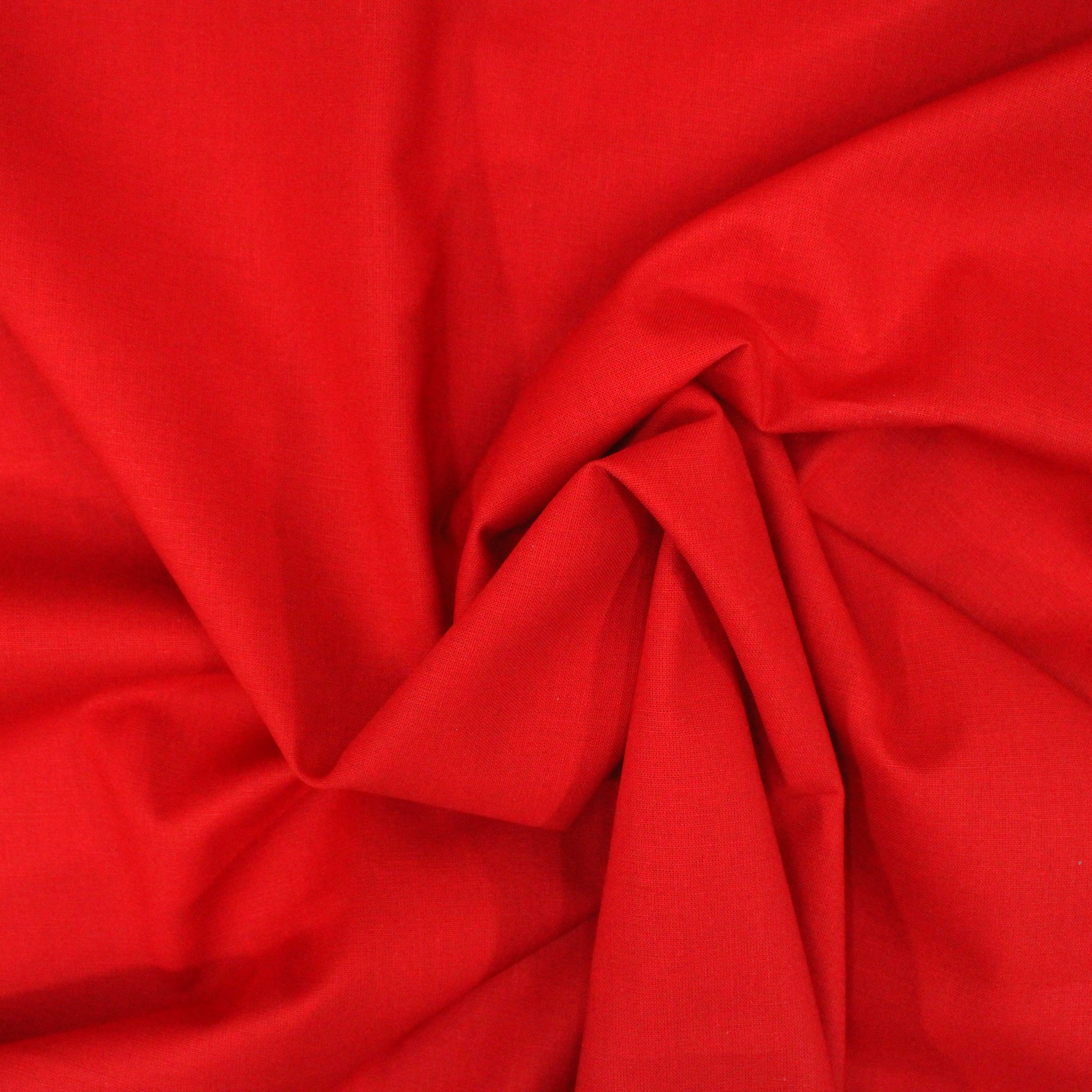 Luxury Plain 100% Cotton - 58" Wide- Red (Per Metre)