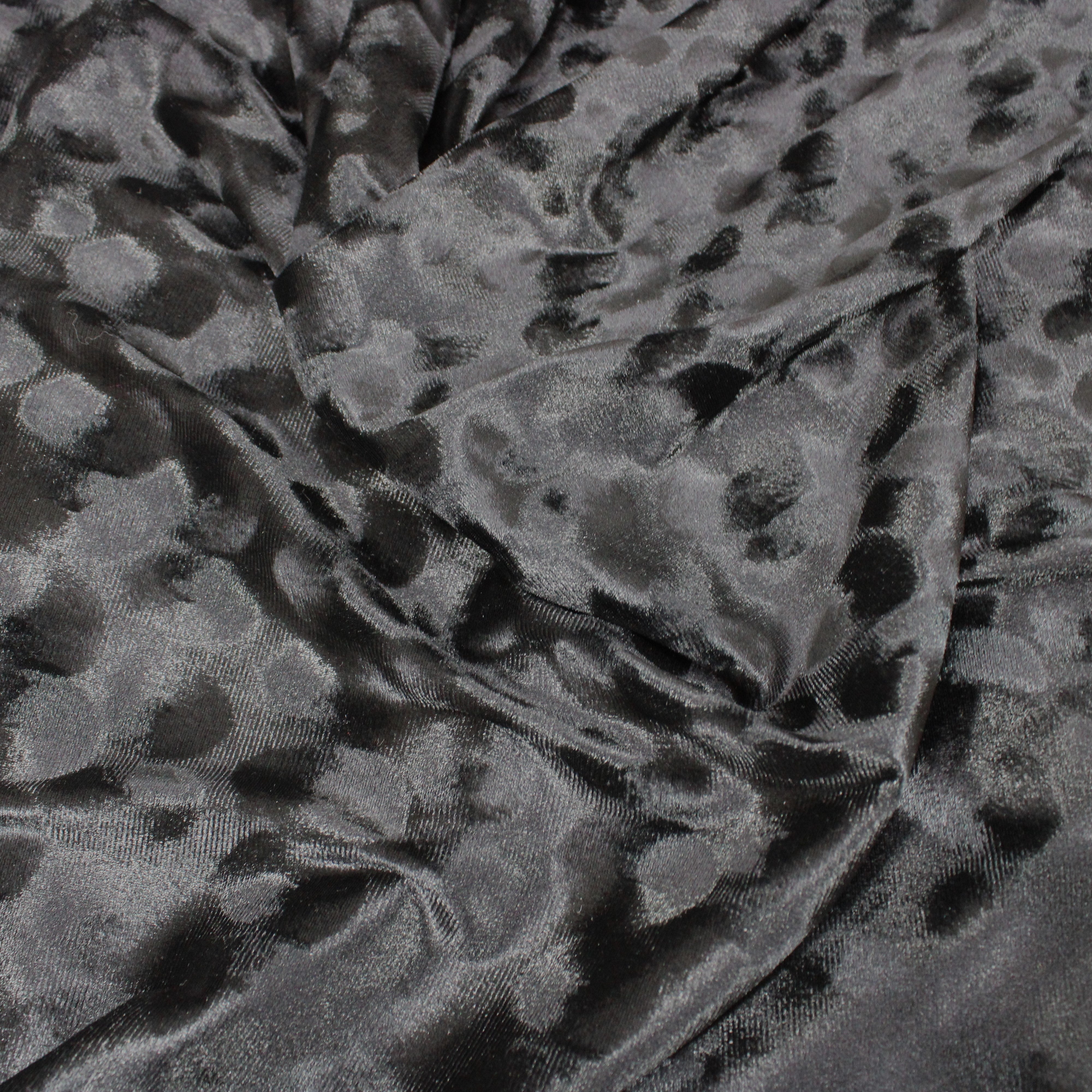 3 Metres, Patterned Spandex velvet, 'BLACK' - 55" Wide