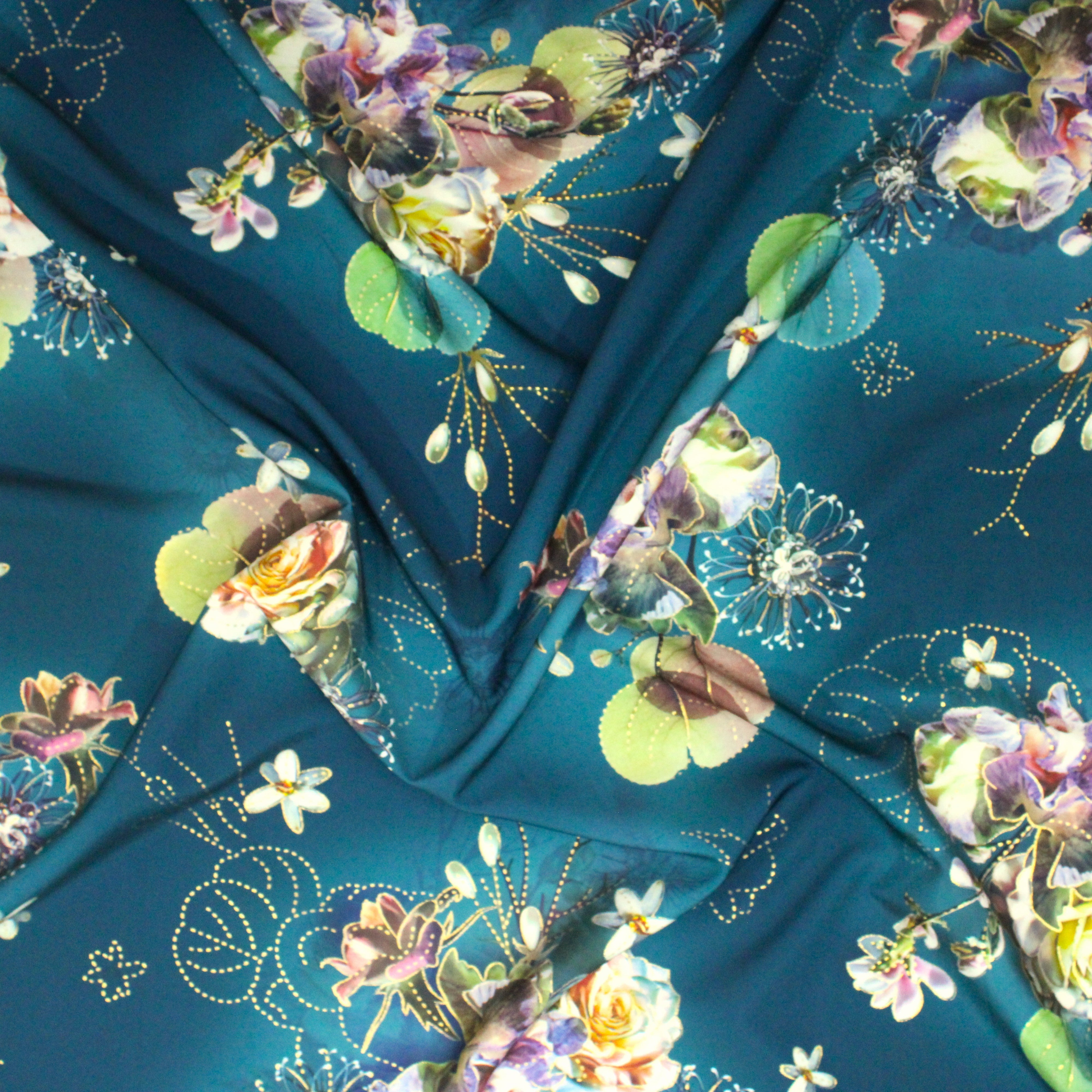 Soft Matt Printed Satin, 'EMERALD' - 55" Wide (3 Metres)