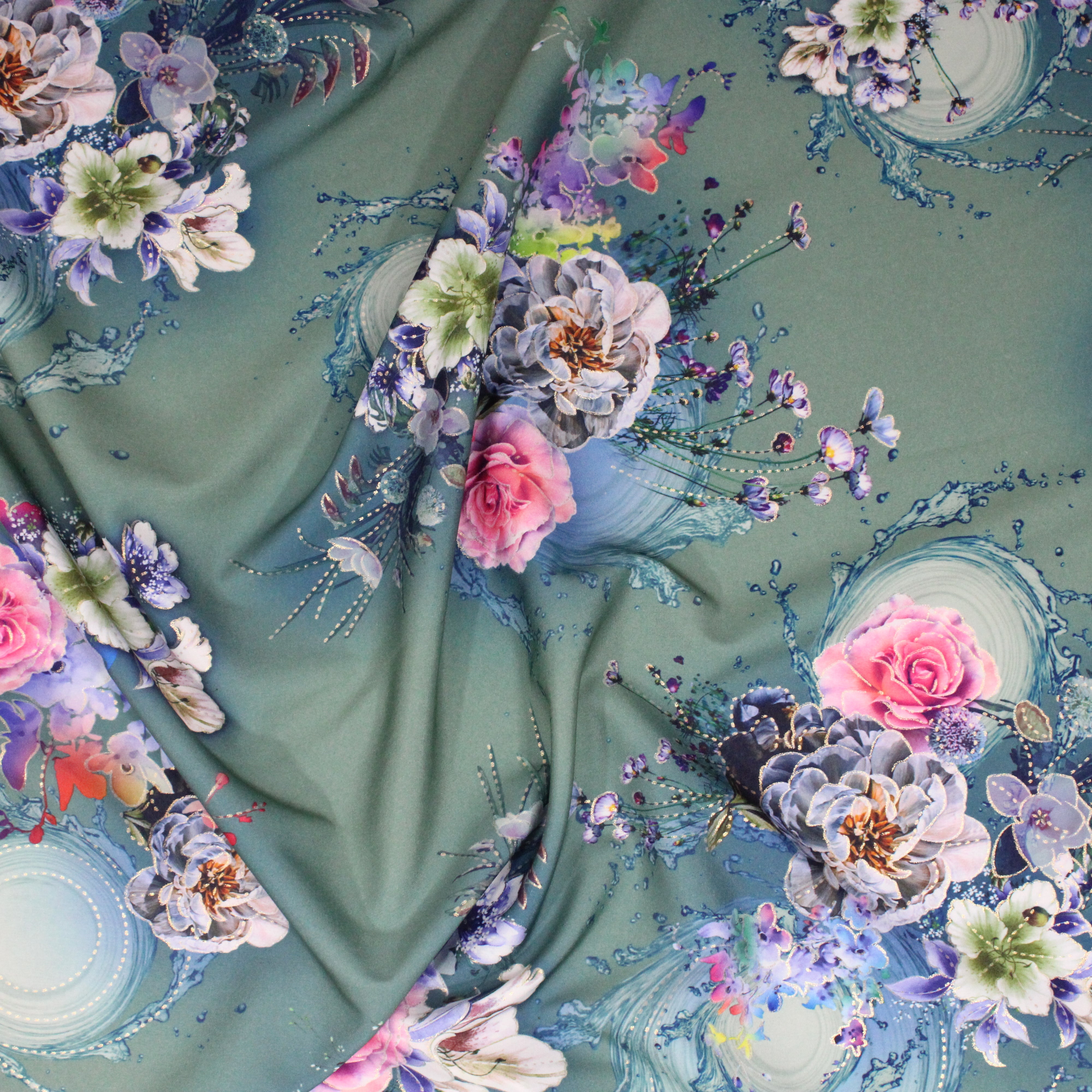 Soft Matt Printed Satin, 'KHAKI' - 55" Wide (3 Metres)