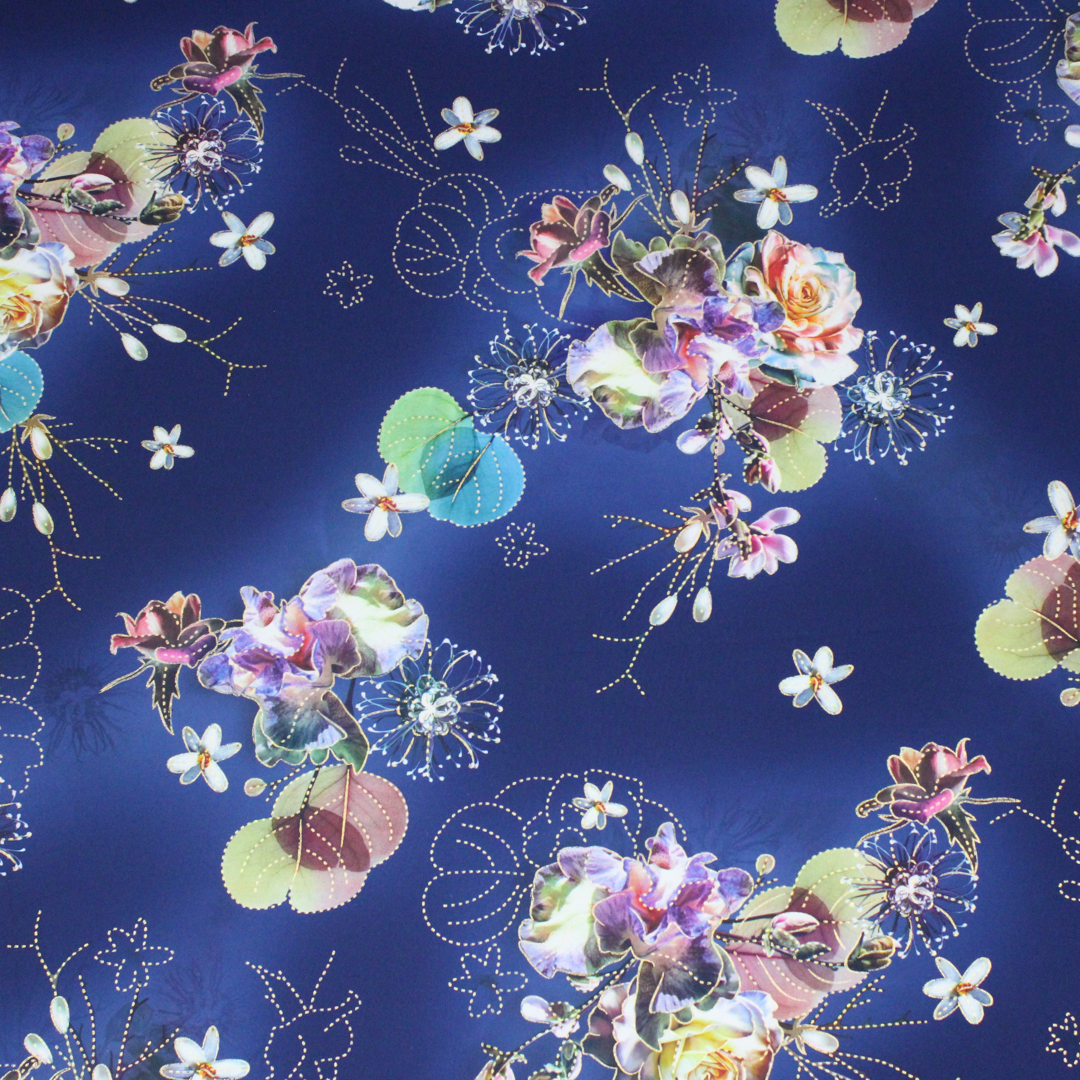 Soft Matt Printed Satin, 'NAVY' - 55" Wide (3 Metres)