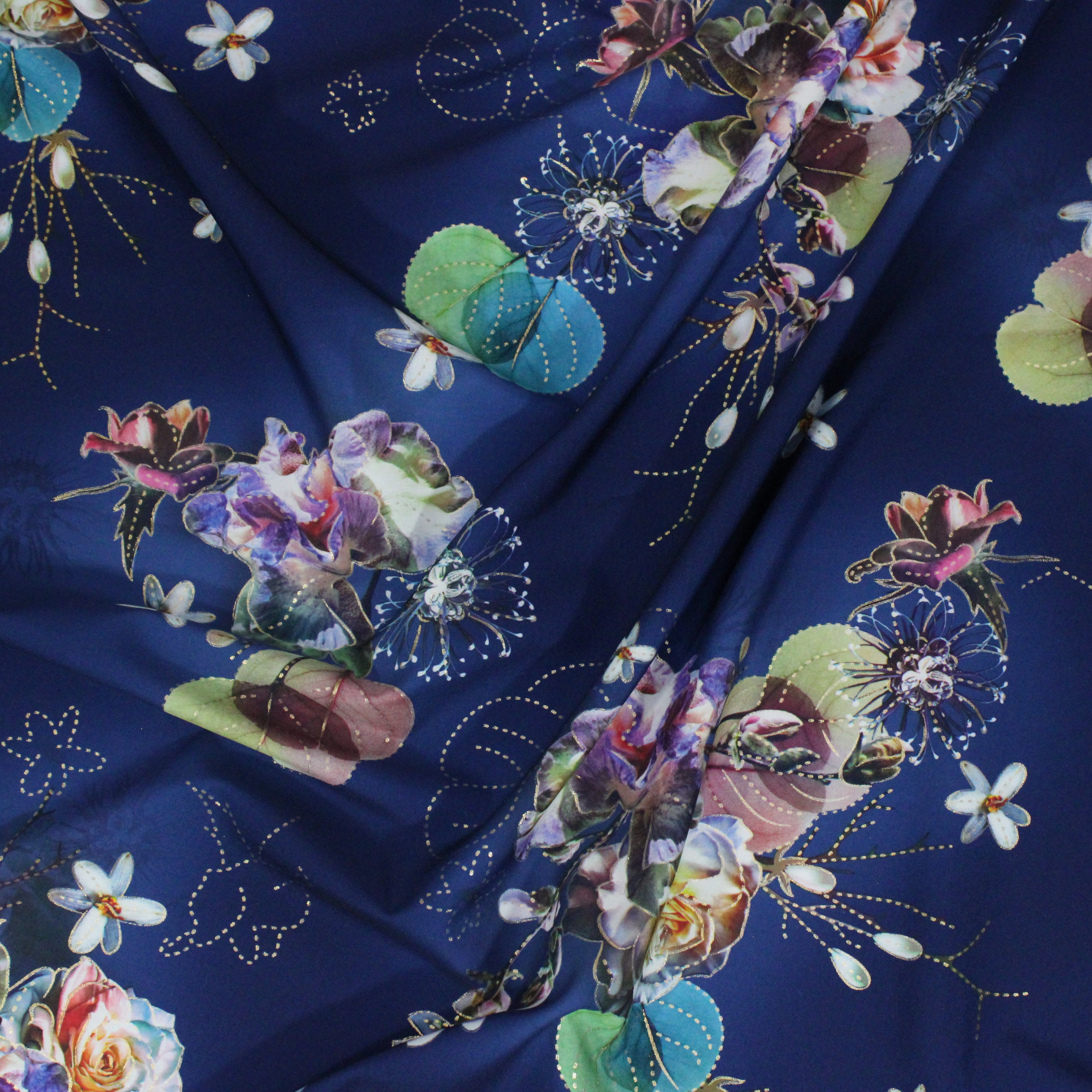 Soft Matt Printed Satin, 'NAVY' - 55" Wide (3 Metres)