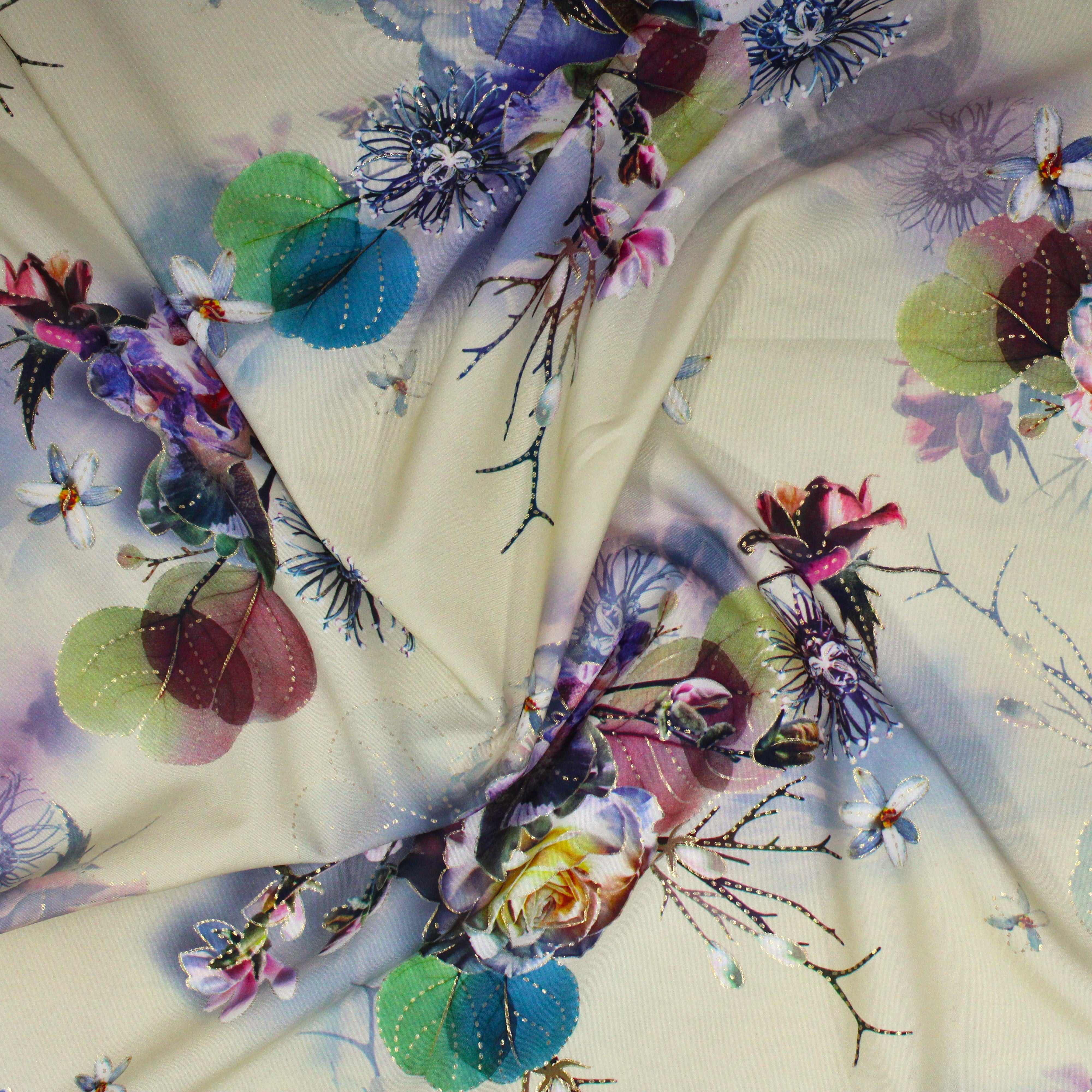 Soft Matt Printed Satin, 'CREAM' - 55" Wide (3 Metres)