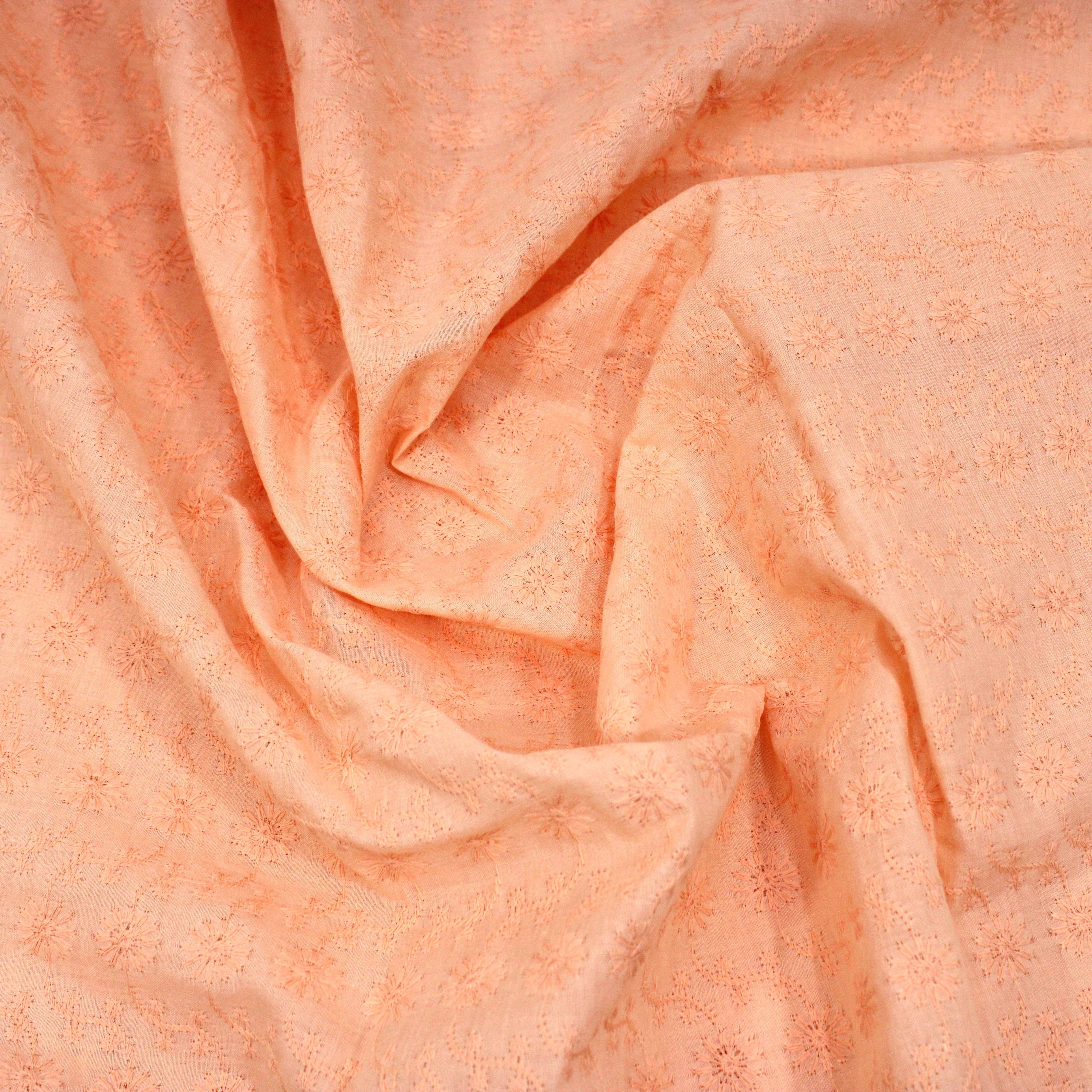 3 Metre Broderie Anglaise Floral Cotton - 45" Wide - Floral Orange