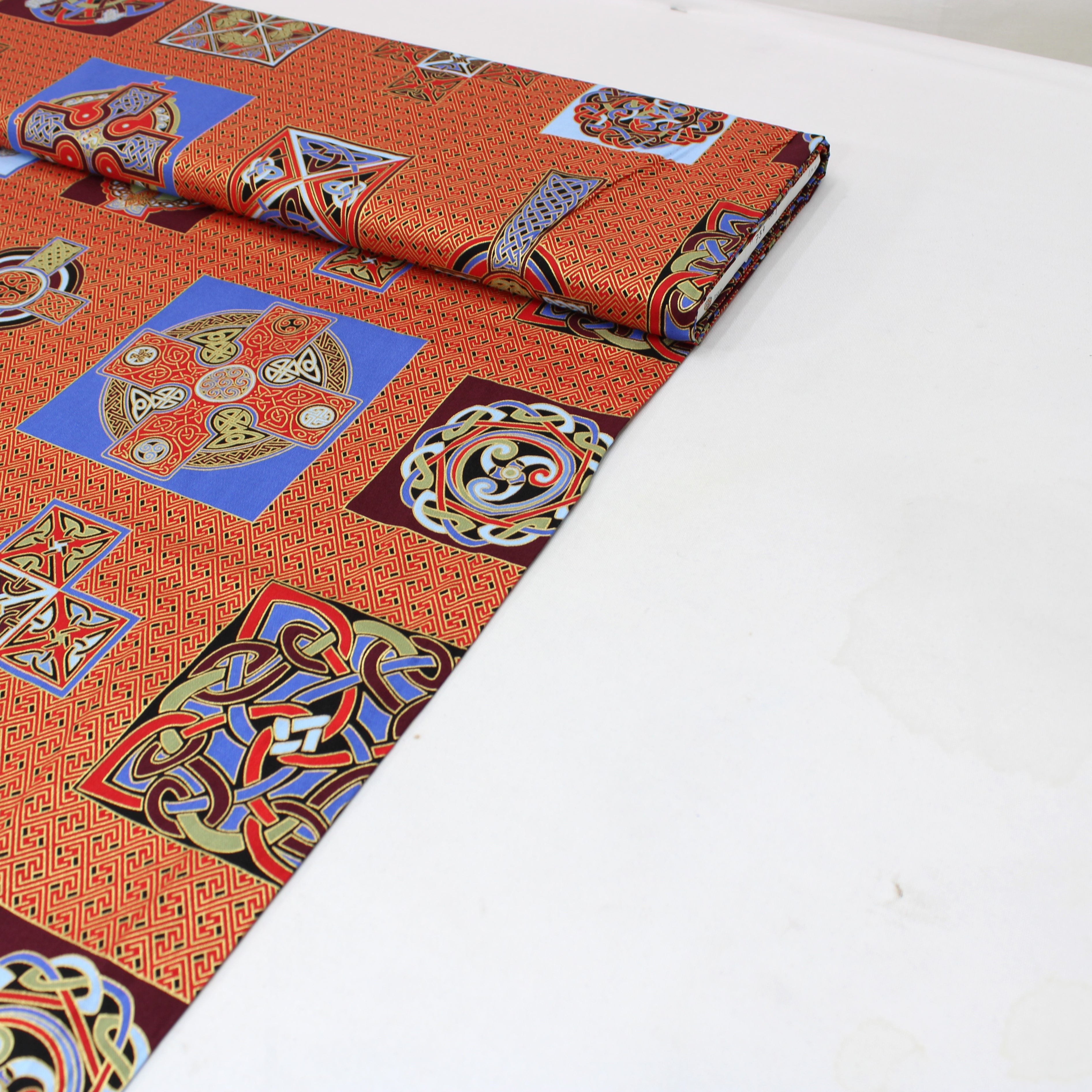 Gold Foil Printed Cotton, 'RED - 44" Wide (Per Metre)