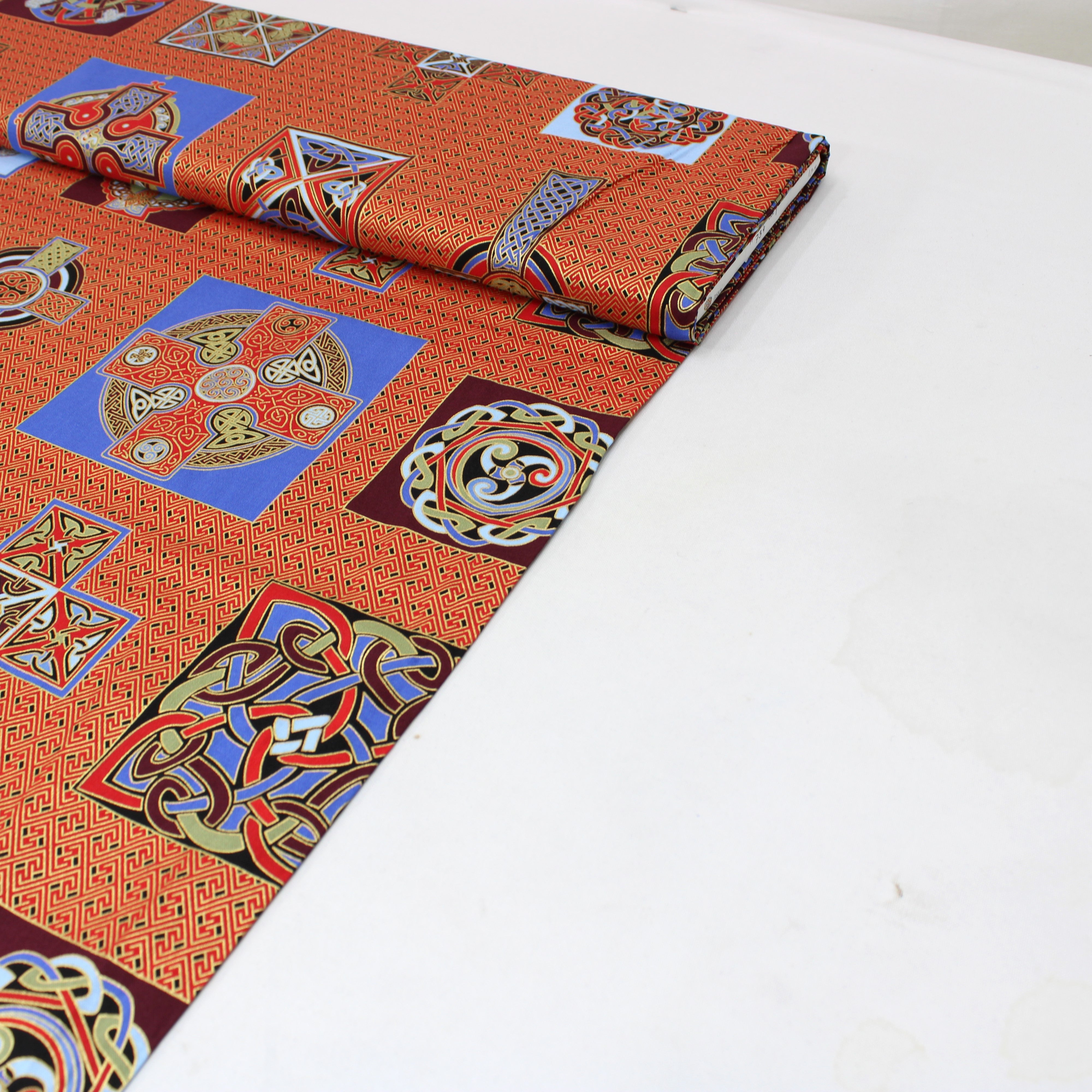 Gold Foil Printed Cotton, 'RED - 44" Wide (Per Metre)