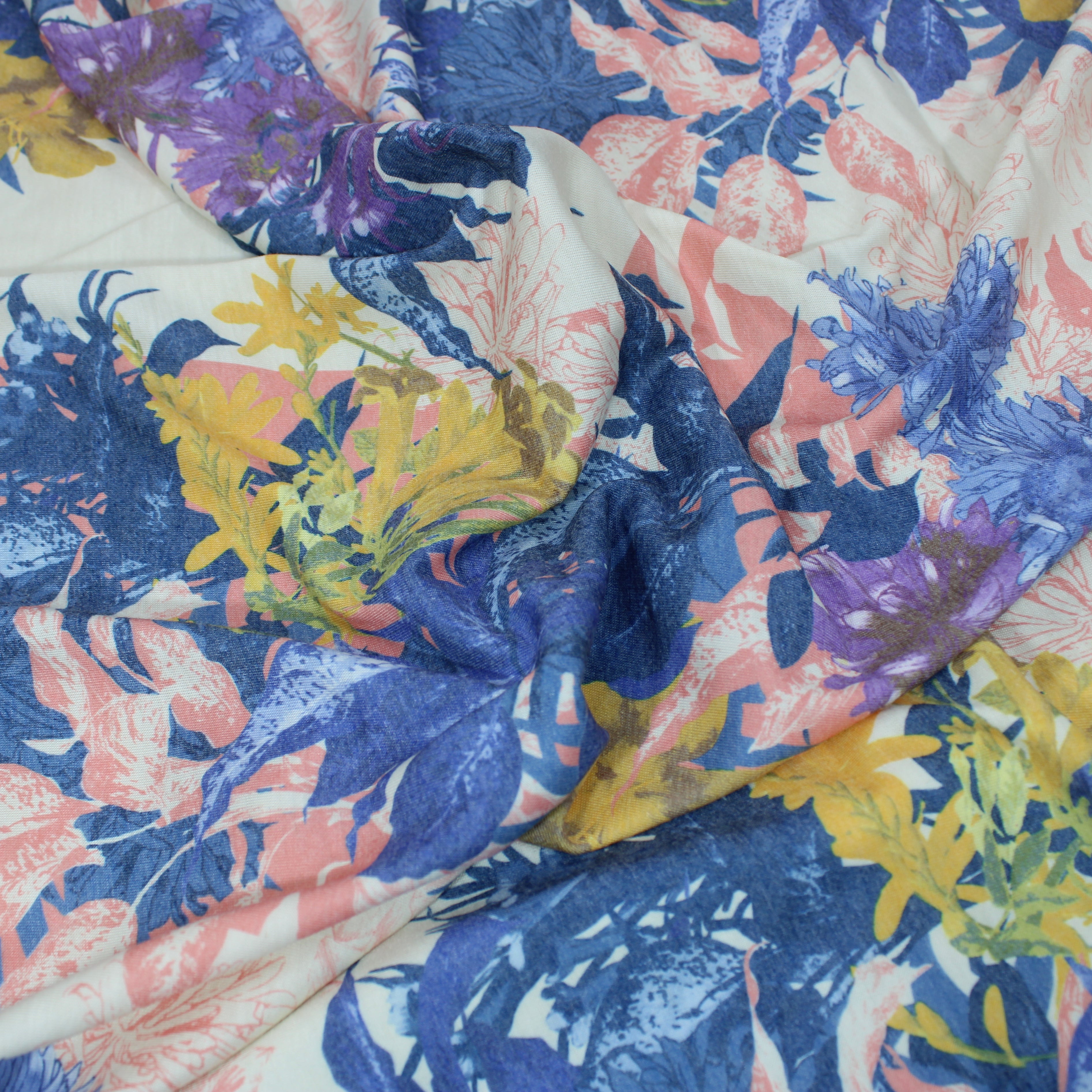 Cotton Viscose Jersey, 'FLORAL' - 55" Wide (3 Metres)