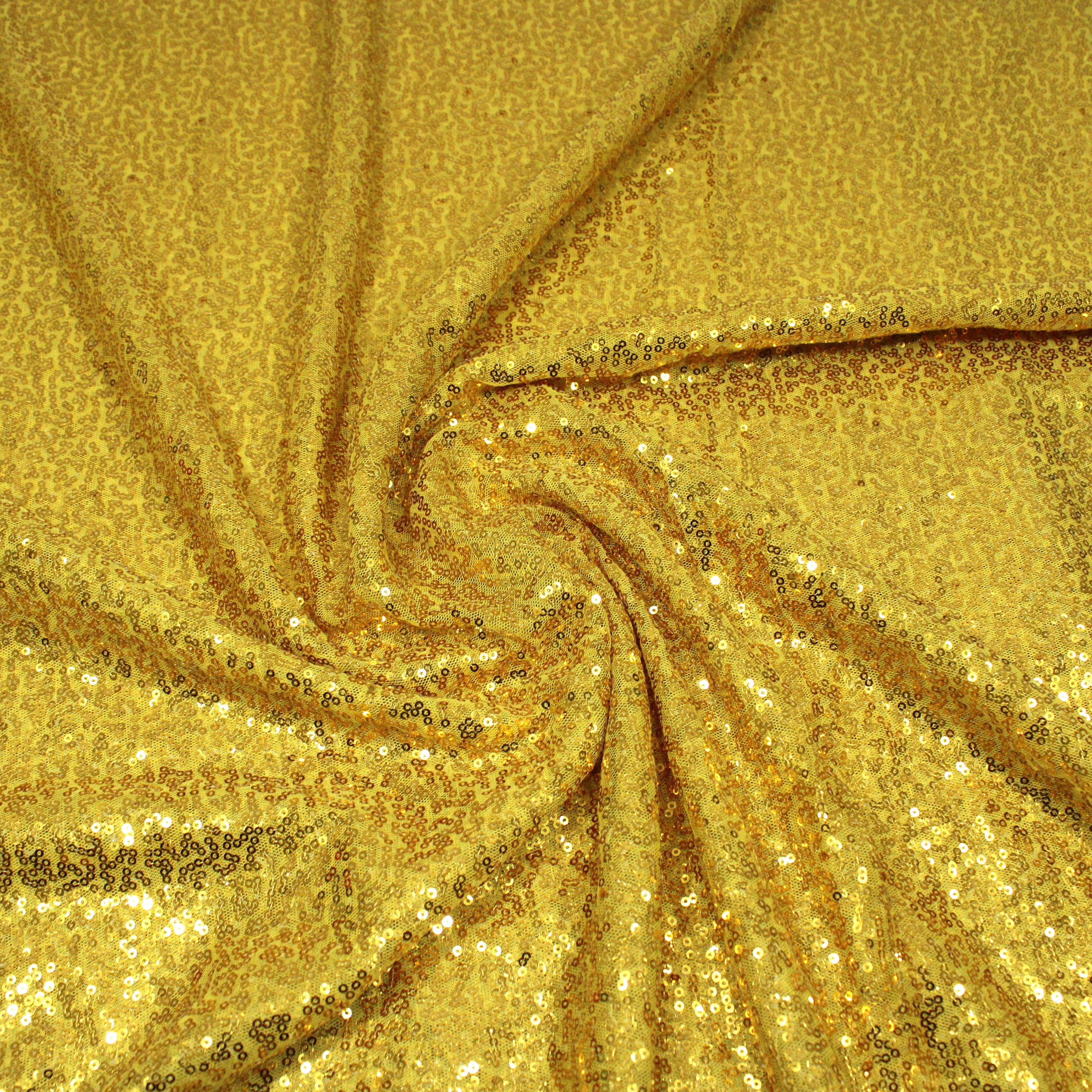 3 Metres - Luxurious Sequins On Net - 55" Wide - Gold