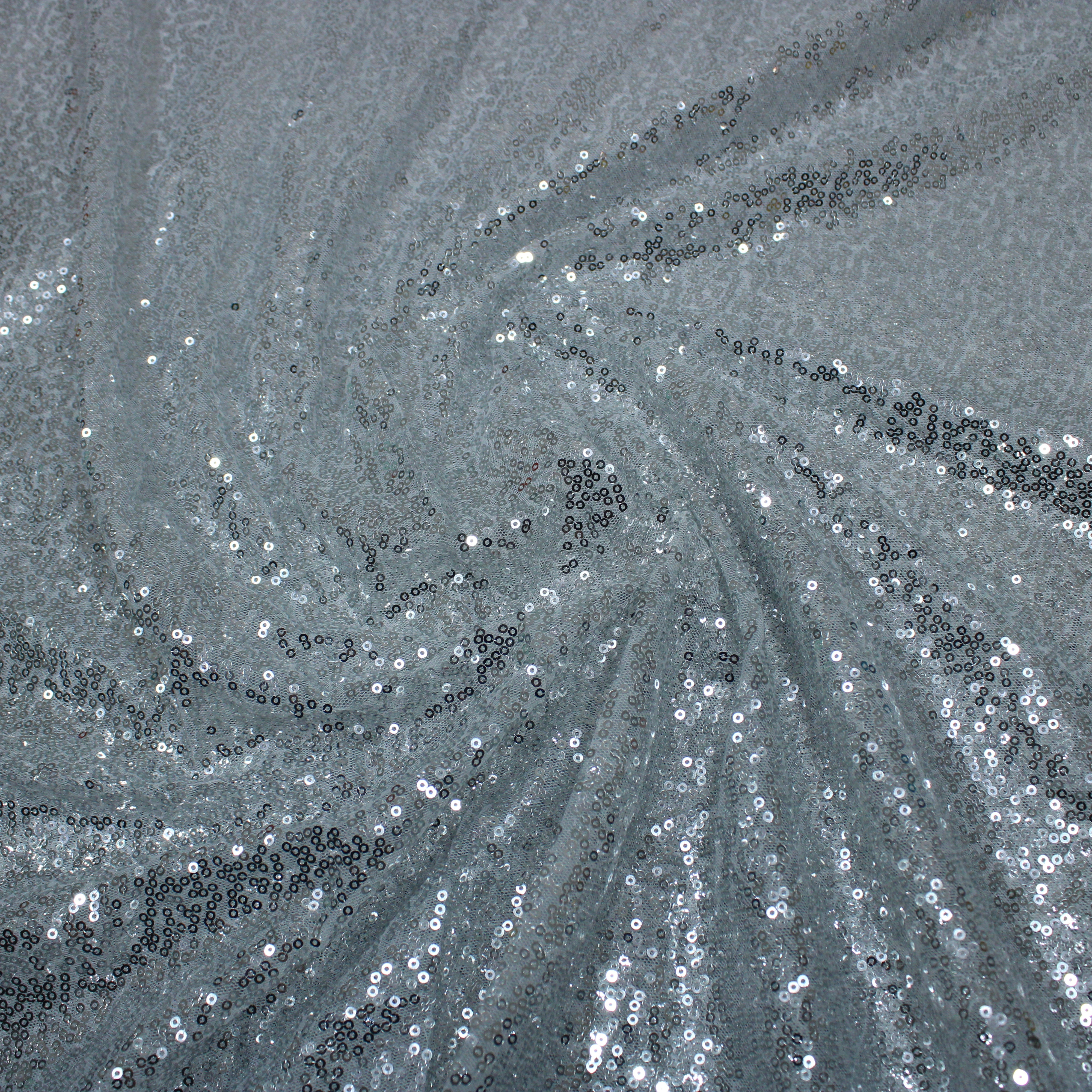 3 Metres - Luxurious Sequins On Net - 55" Wide - Grey