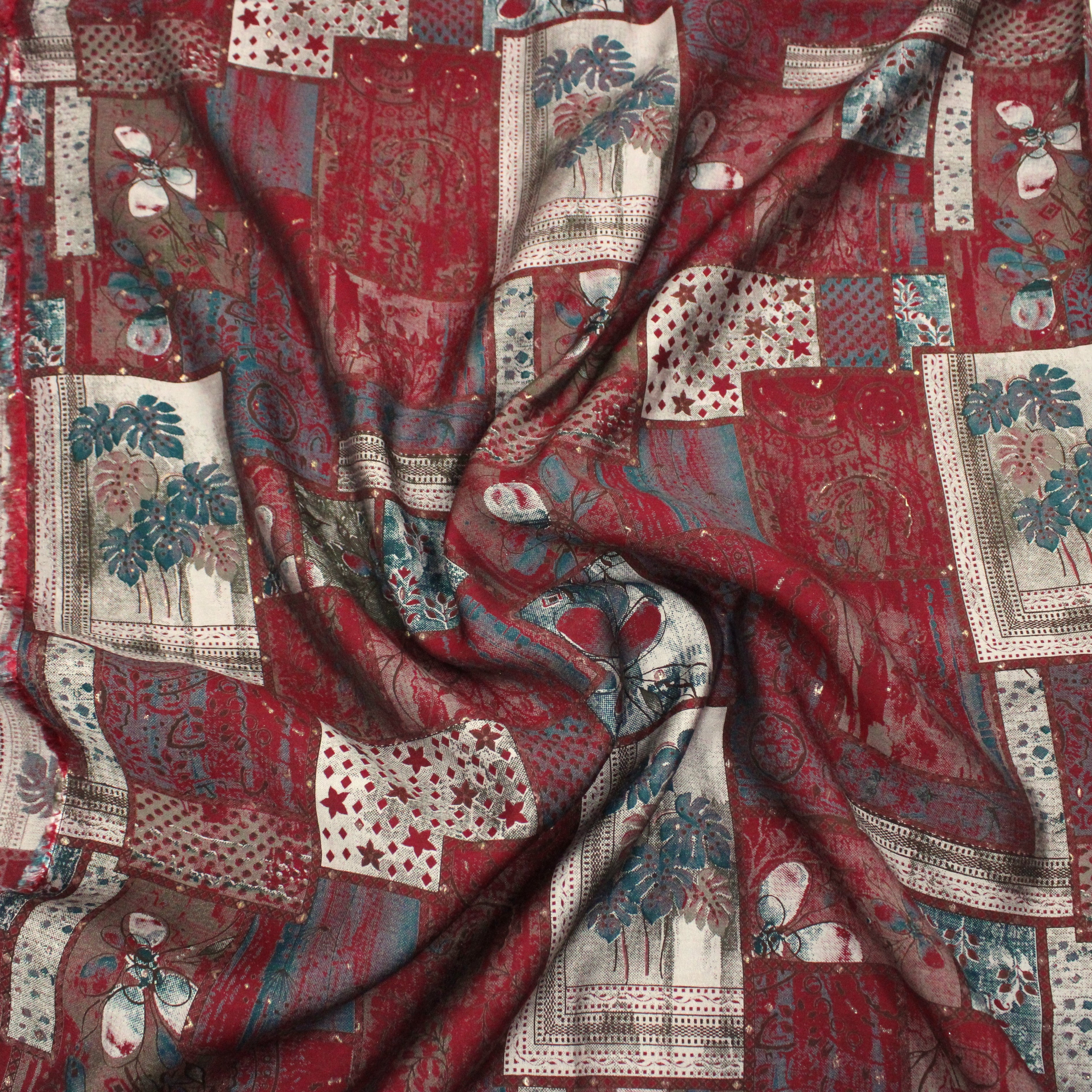 Digital Roman Silk, 'Maroon' -45" Wide (3 Metres)