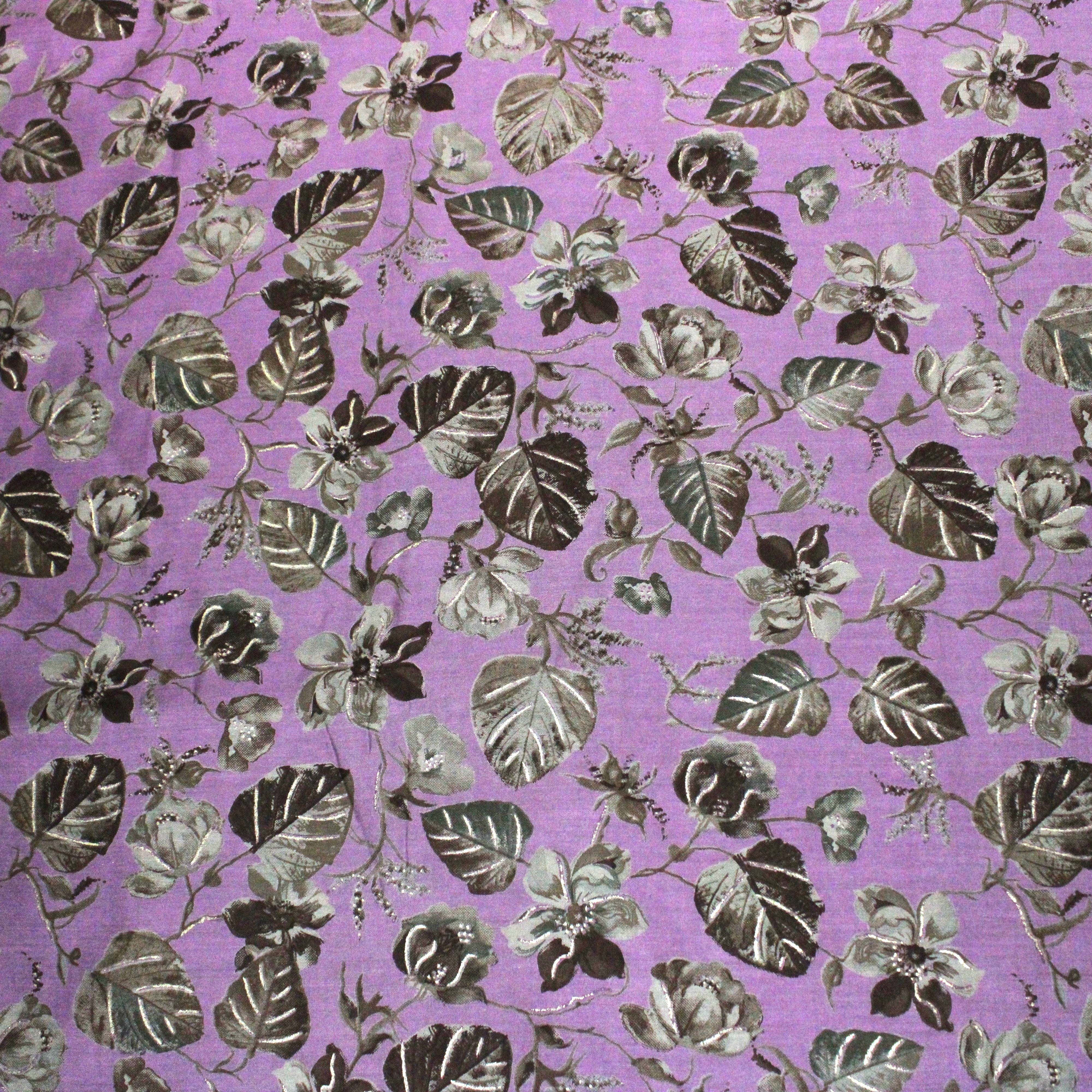 Digital Roman Silk, 'LEAFS PURPLE' -45" Wide (3 Metres)