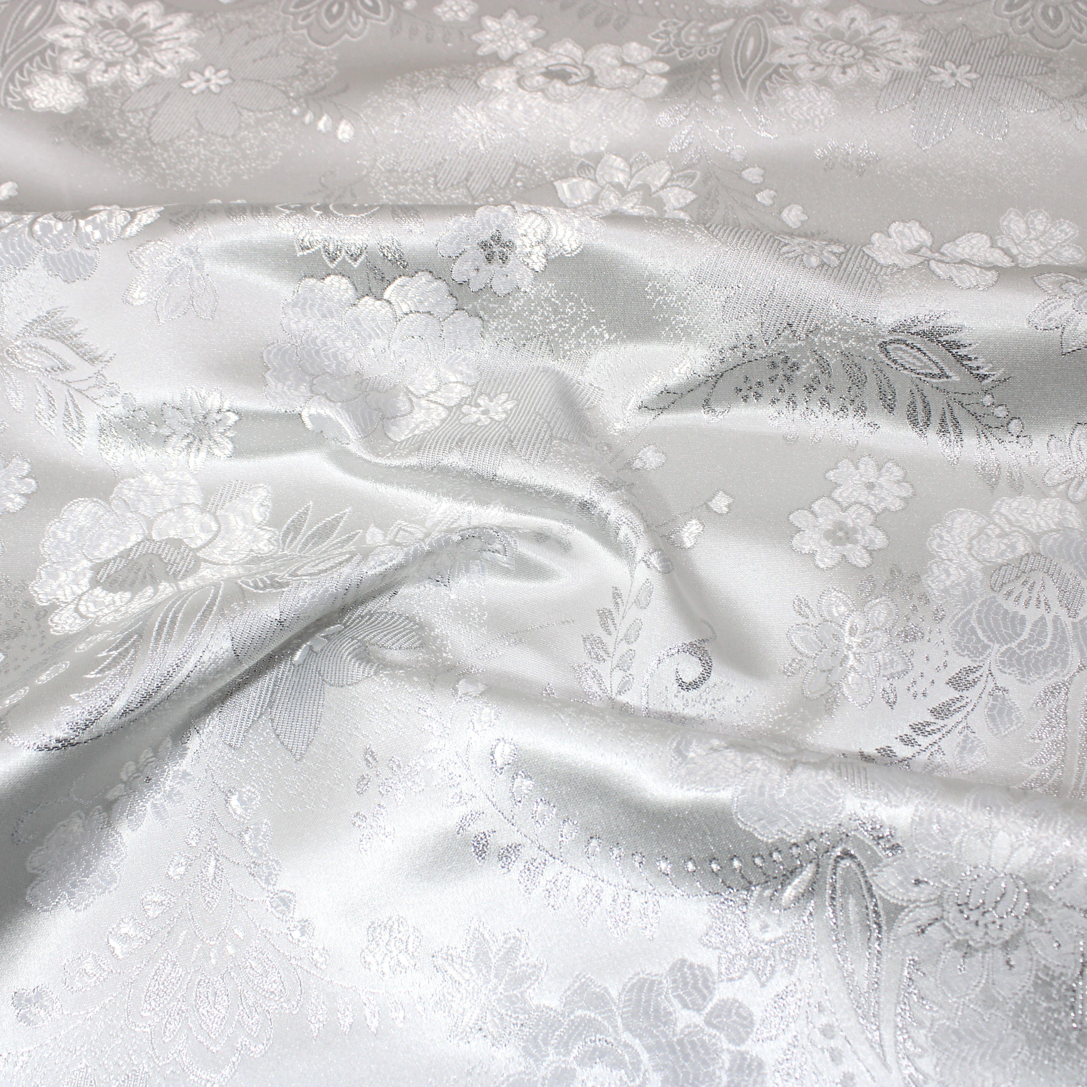 Premium Heavyweight Floral Brocade 'WHITE' - 55" Wide (Per Metre)