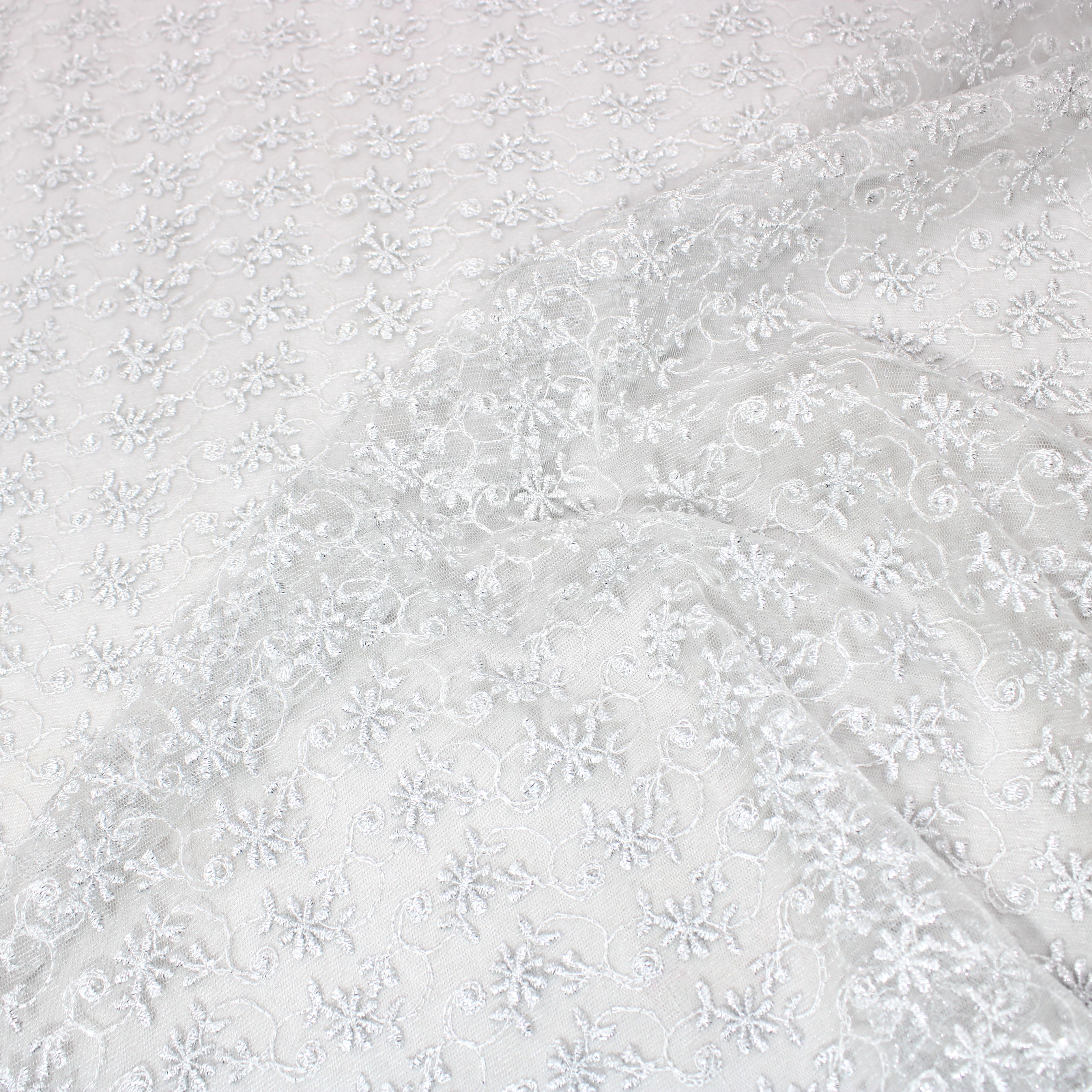 Luxury Sequin Bridal Lace- 'WHITE STAR' - 55" Wide - (Per Metre)