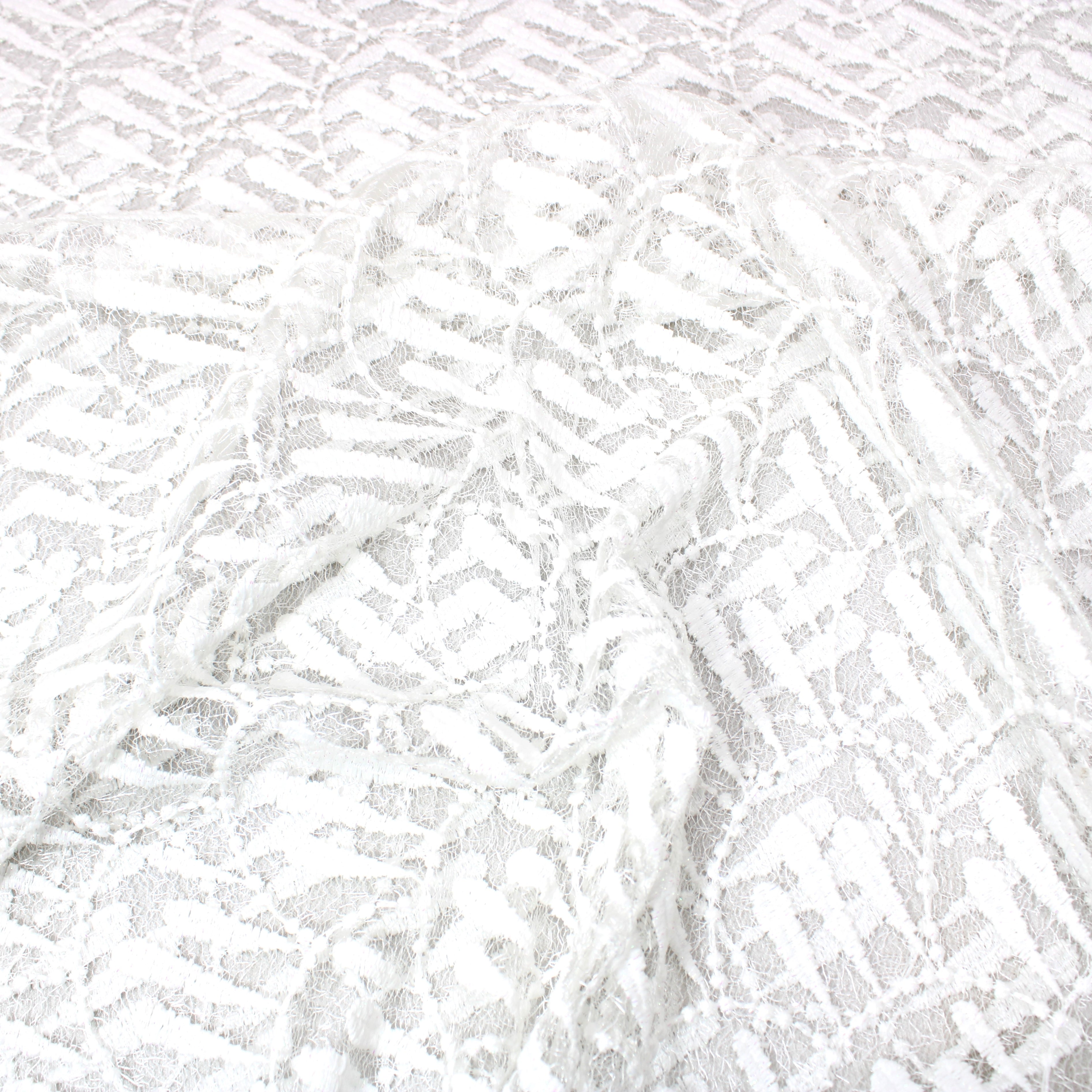 Luxury Sequin Bridal Lace- 'WHITE ' - 55" Wide - (Per Metre)