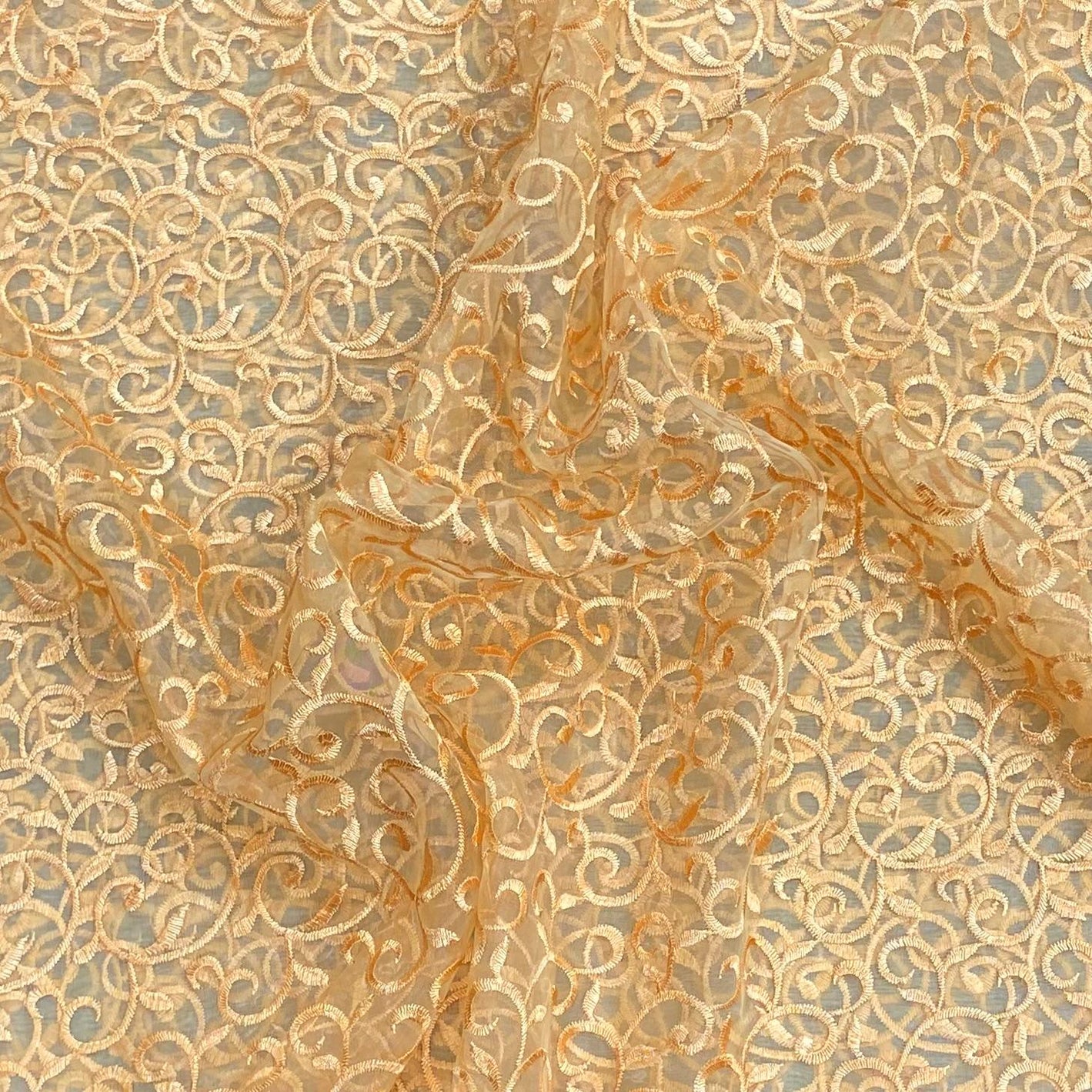 3 Metres Luxurious Embroidery Organza - 55 " Wide  (Gold)