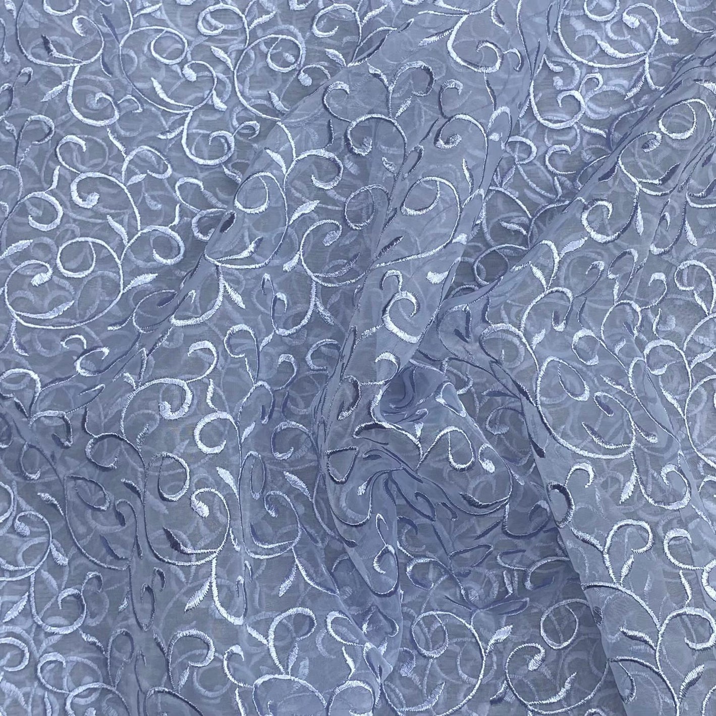 3 Metres Luxurious Embroidery Organza - 55 " Wide  (Grey)