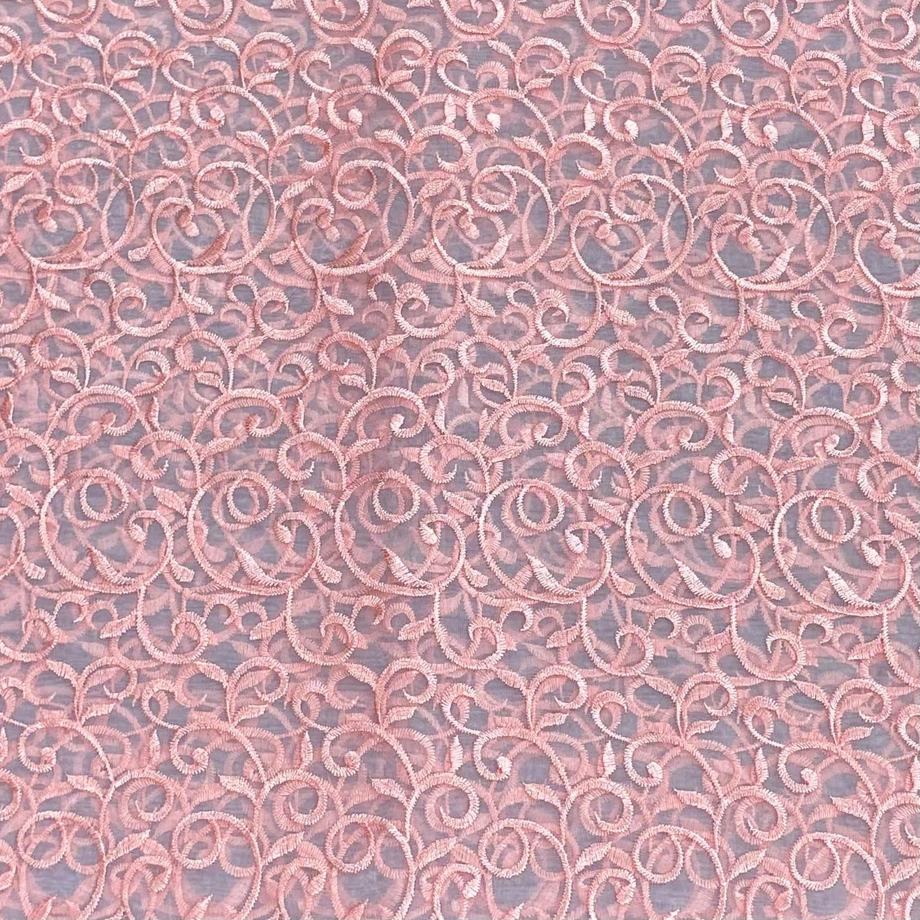 3 Metres Luxurious Embroidery Organza - 55 " Wide  (Peach)