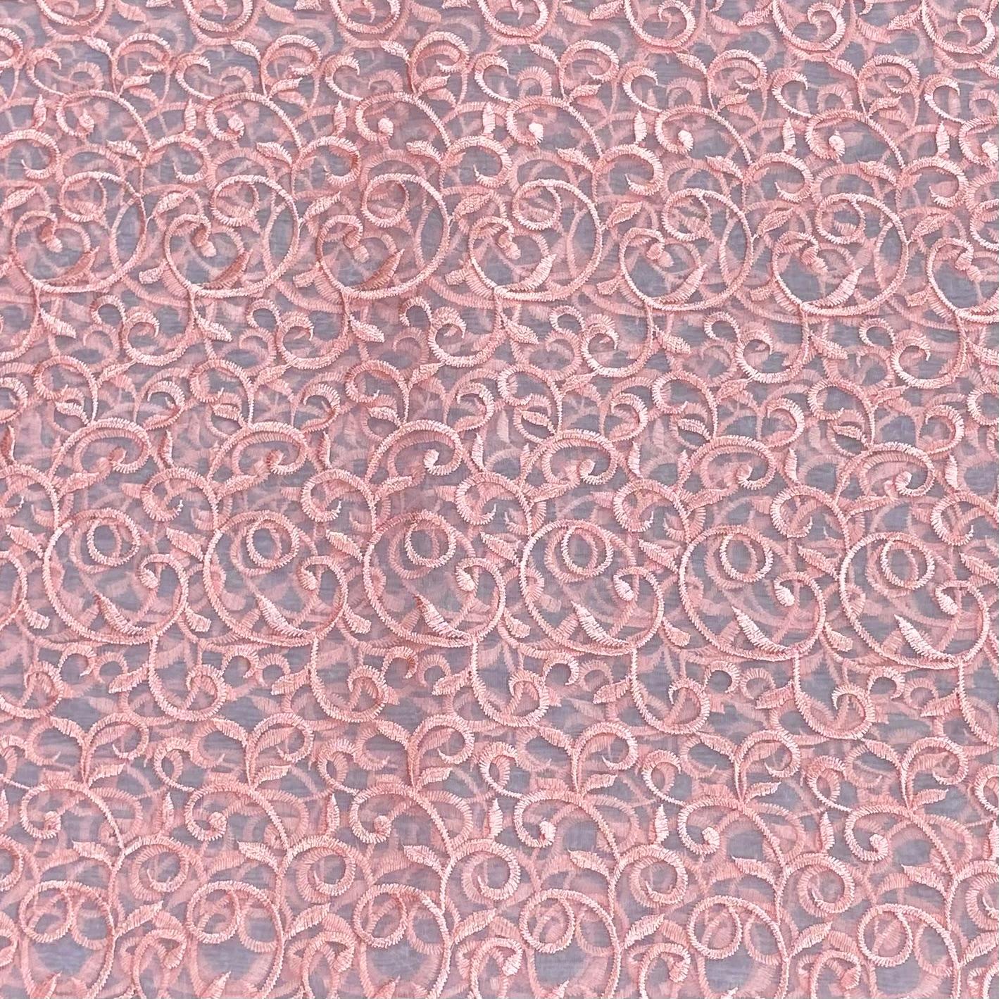 3 Metres Luxurious Embroidery Organza - 55 " Wide  (Peach)