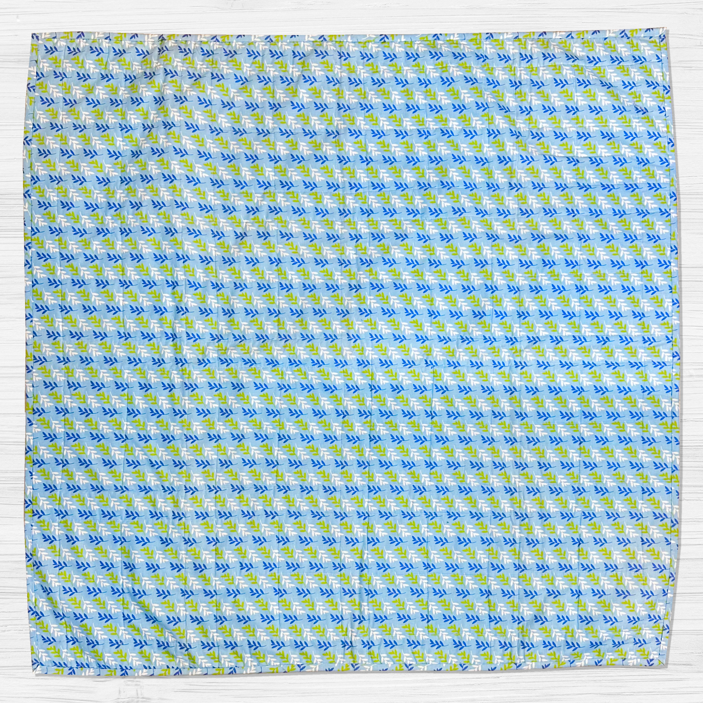 Premium 100% Cotton Lap Quilt- 100cm x 100cm (Blue Floral)