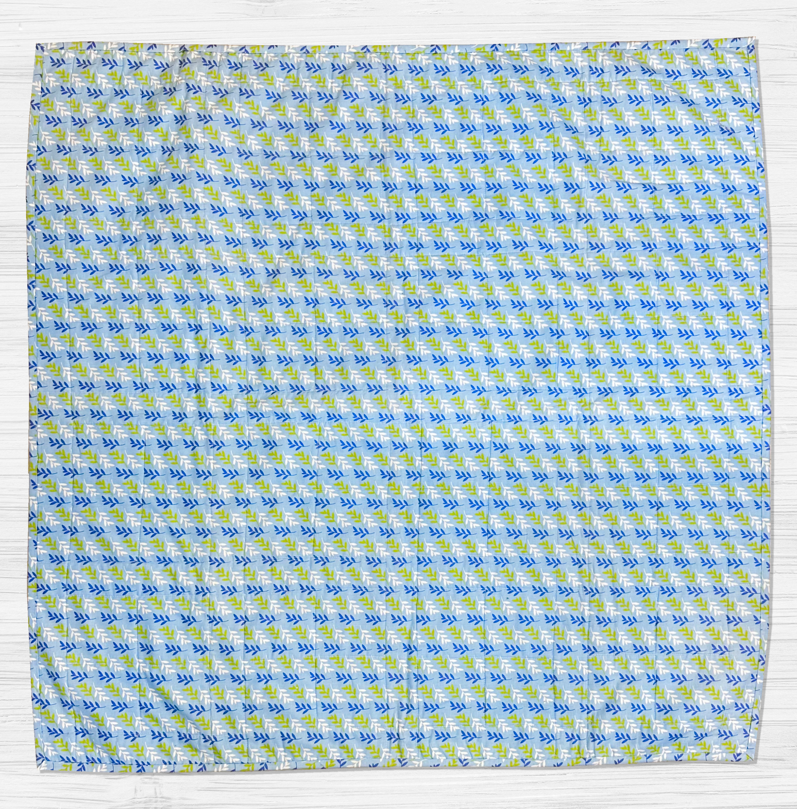 Premium 100% Cotton Lap Quilt- 100cm x 100cm (Blue Floral)